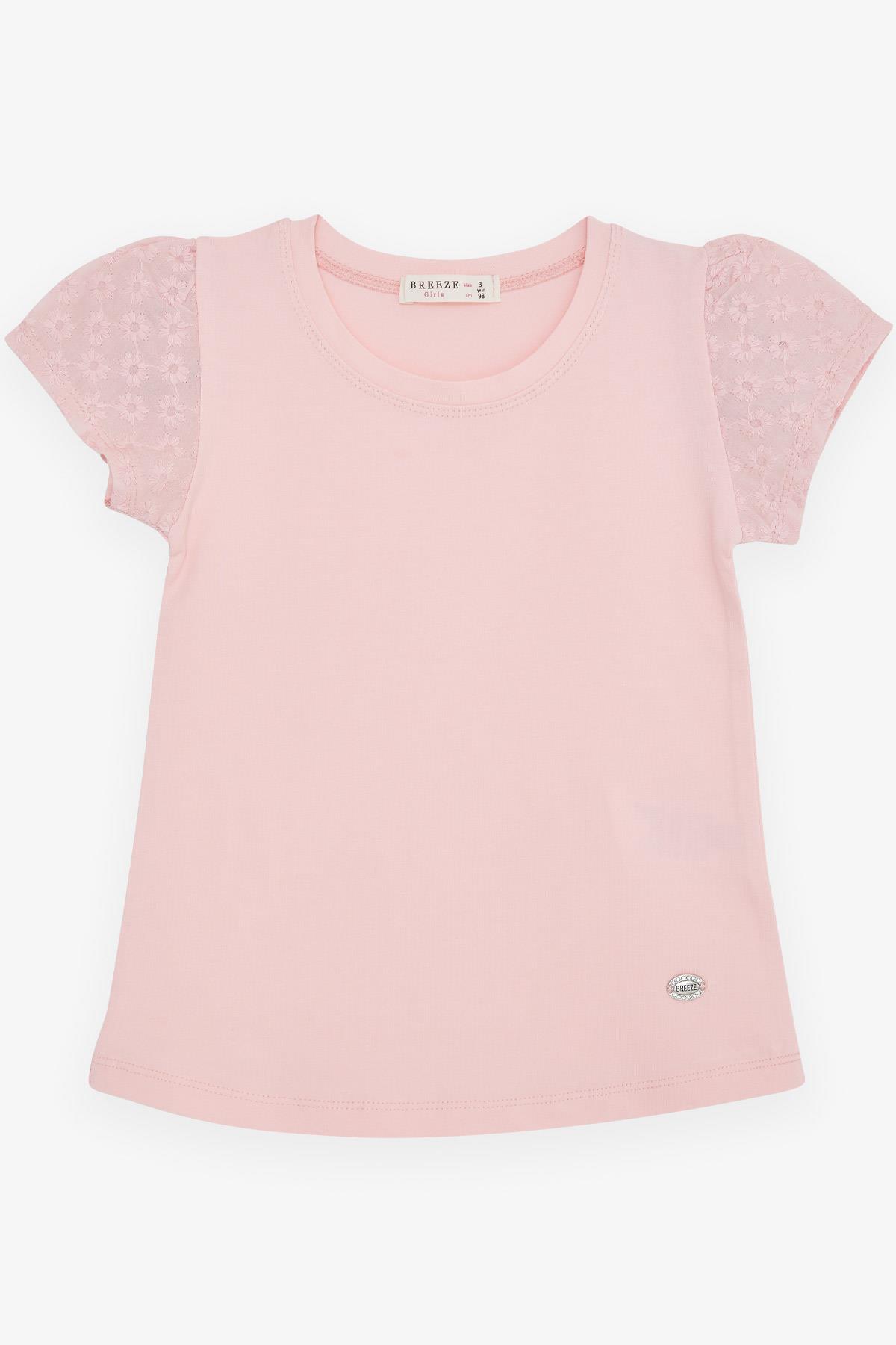 Breeze  Kız Çocuk Tişört Kolları Fistolu Pembe (3-8 Yaş)