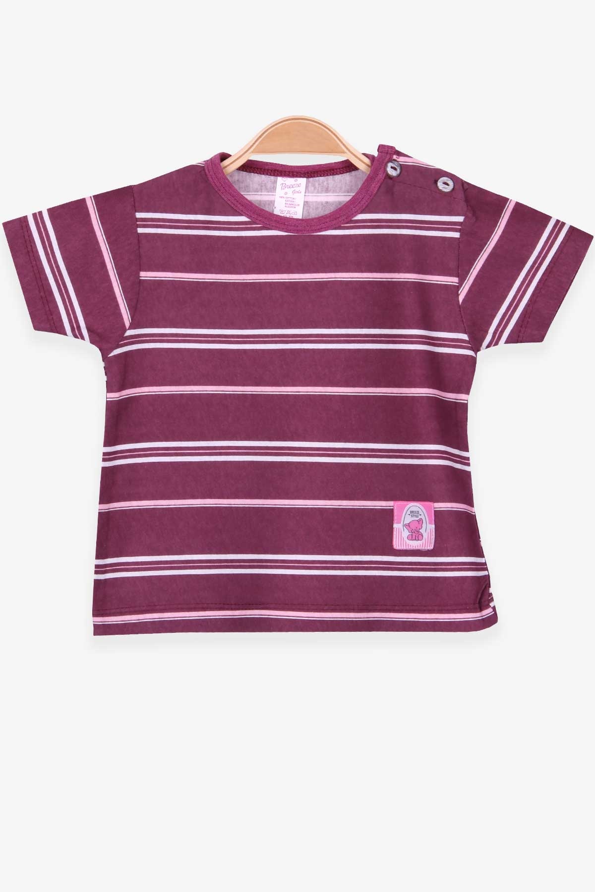 Breeze Kız Çocuk Tişört Patlı Çizgili Mürdüm (1-4 Yaş)