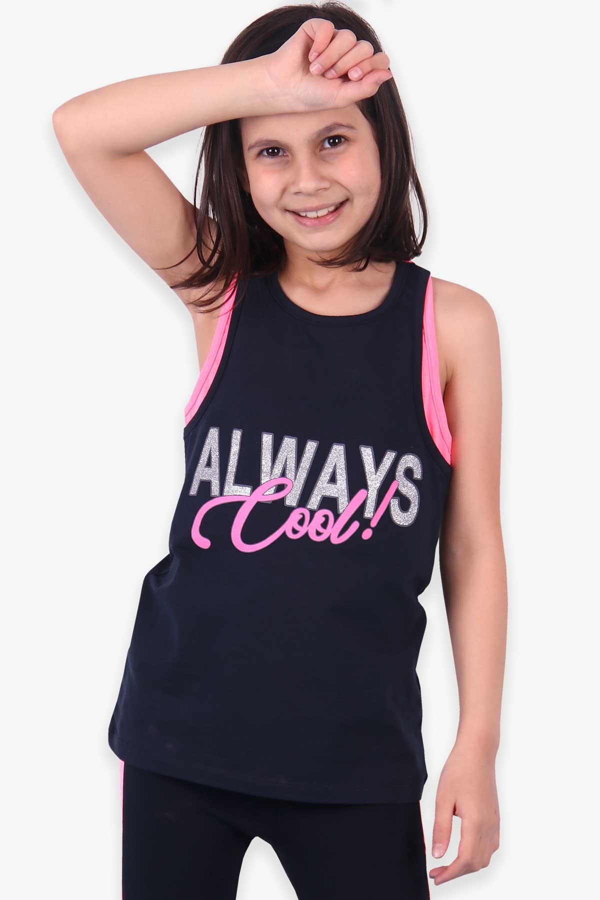 Breeze Kız Çocuk Tişört Sporcu Kesim Lacivert (6-12 Yaş)