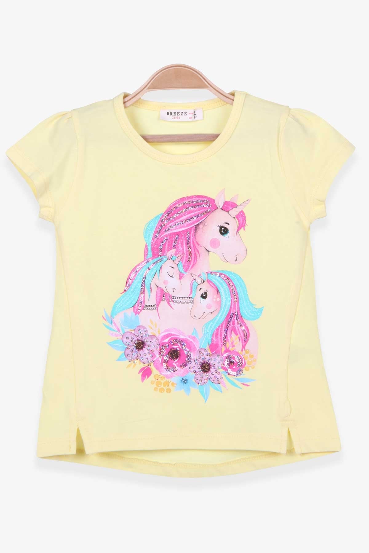 Breeze Kız Çocuk Tişört Unicorn Baskılı Sarı (2-6 Yaş)