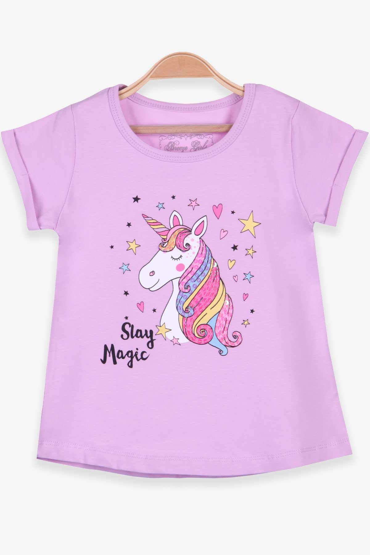 Breeze Kız Çocuk Tişört Unicorn Eflatun (2-6 Yaş)