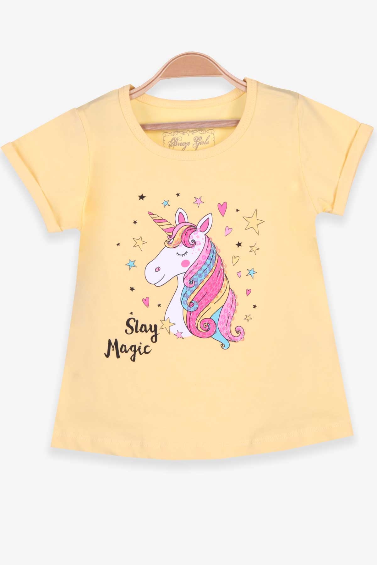 Breeze Kız Çocuk Tişört Unicorn Sarı (2-6 Yaş)
