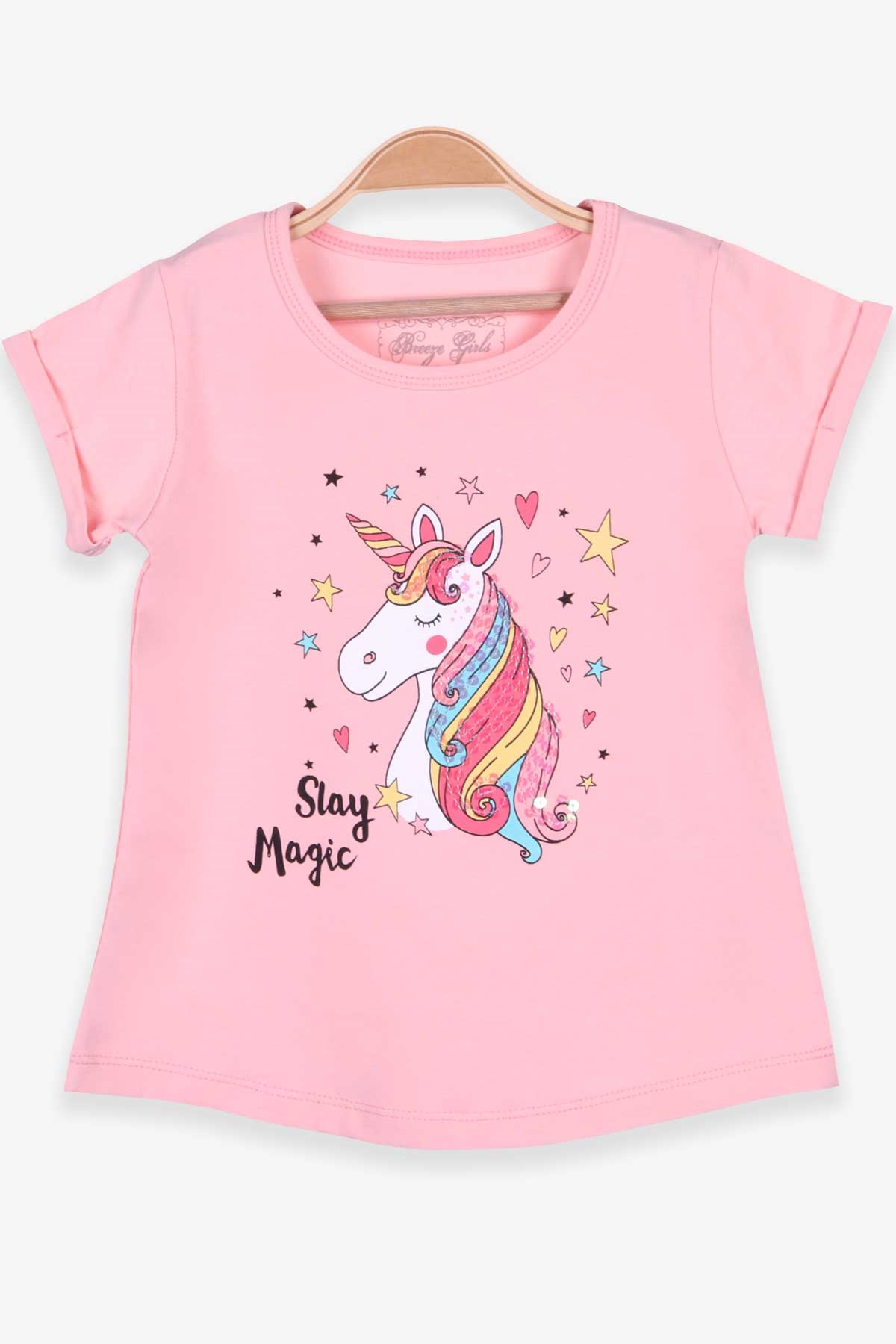 Breeze Kız Çocuk Tişört Unicorn Somon (2-6 Yaş)