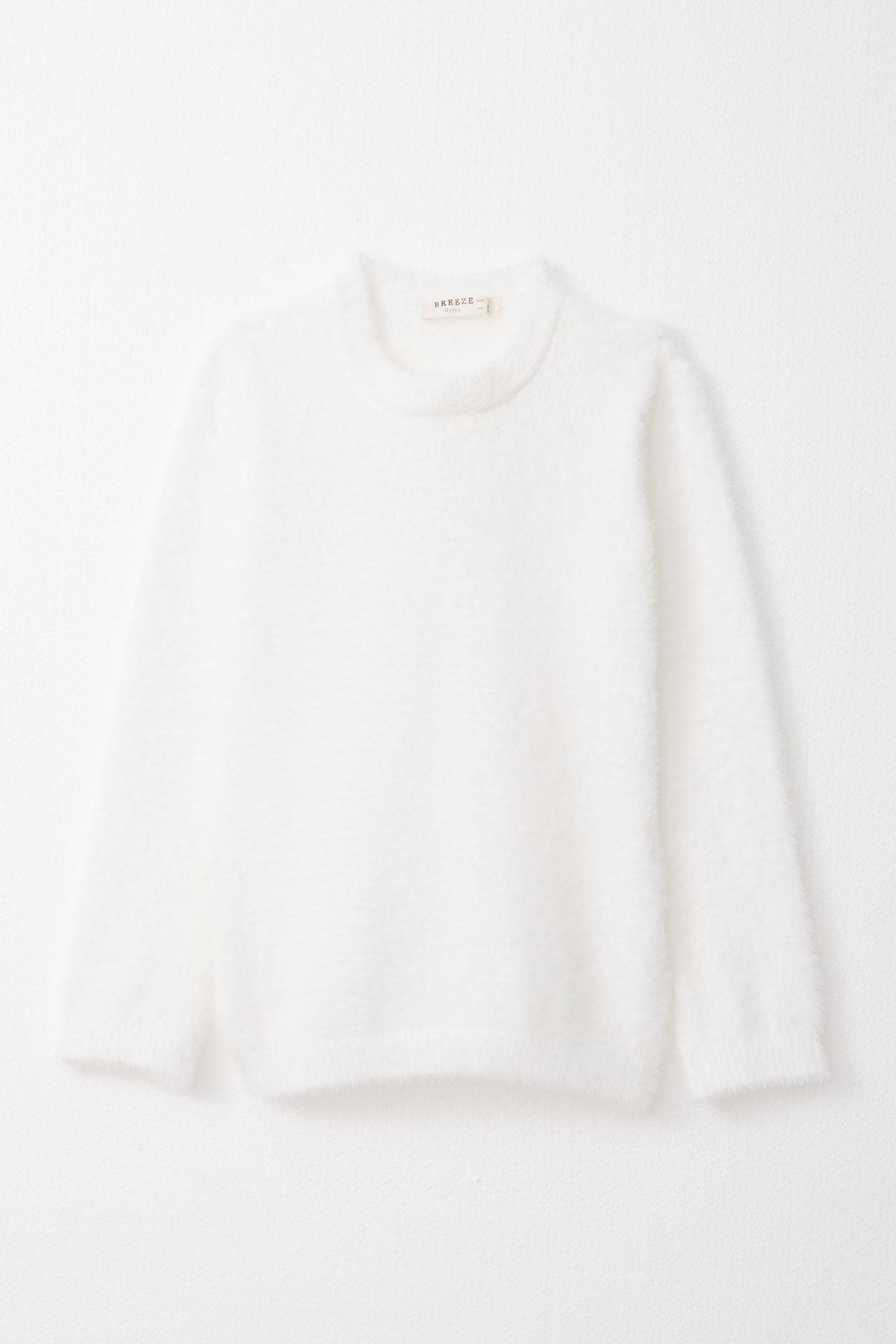 Breeze Kız Çocuk Triko Kazak Basic Beyaz (2-6 Yaş)