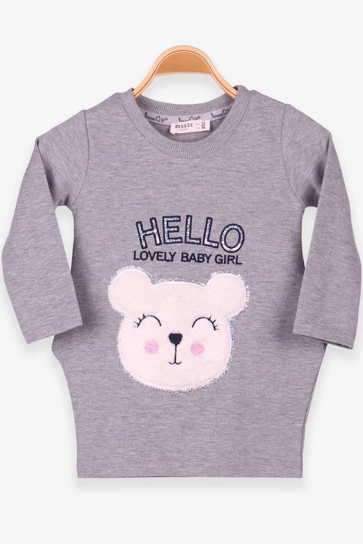 Breeze Kız Çocuk Tunik Ayıcıklı Peluşlu Gri (1.5-5 Yaş)