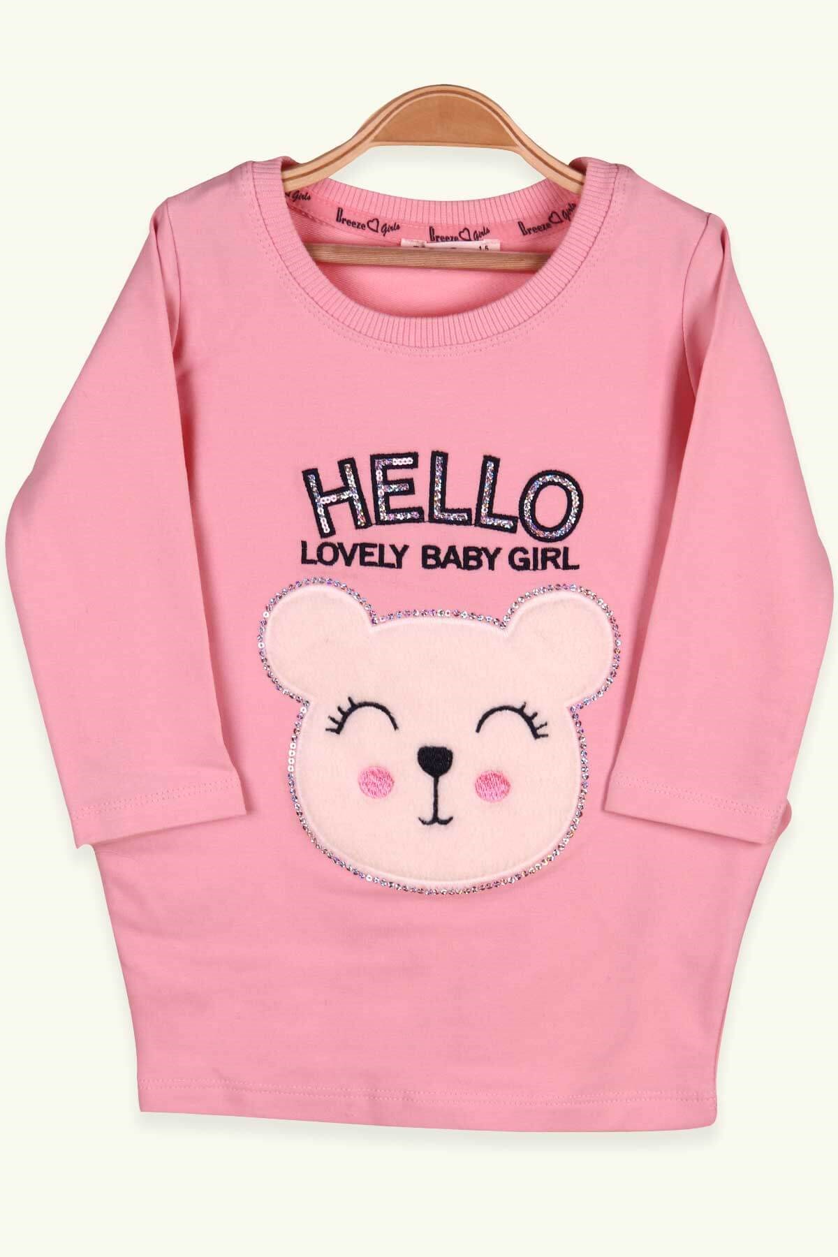 Breeze Kız Çocuk Tunik Ayıcıklı Peluşlu Somon (1.5-5 Yaş)