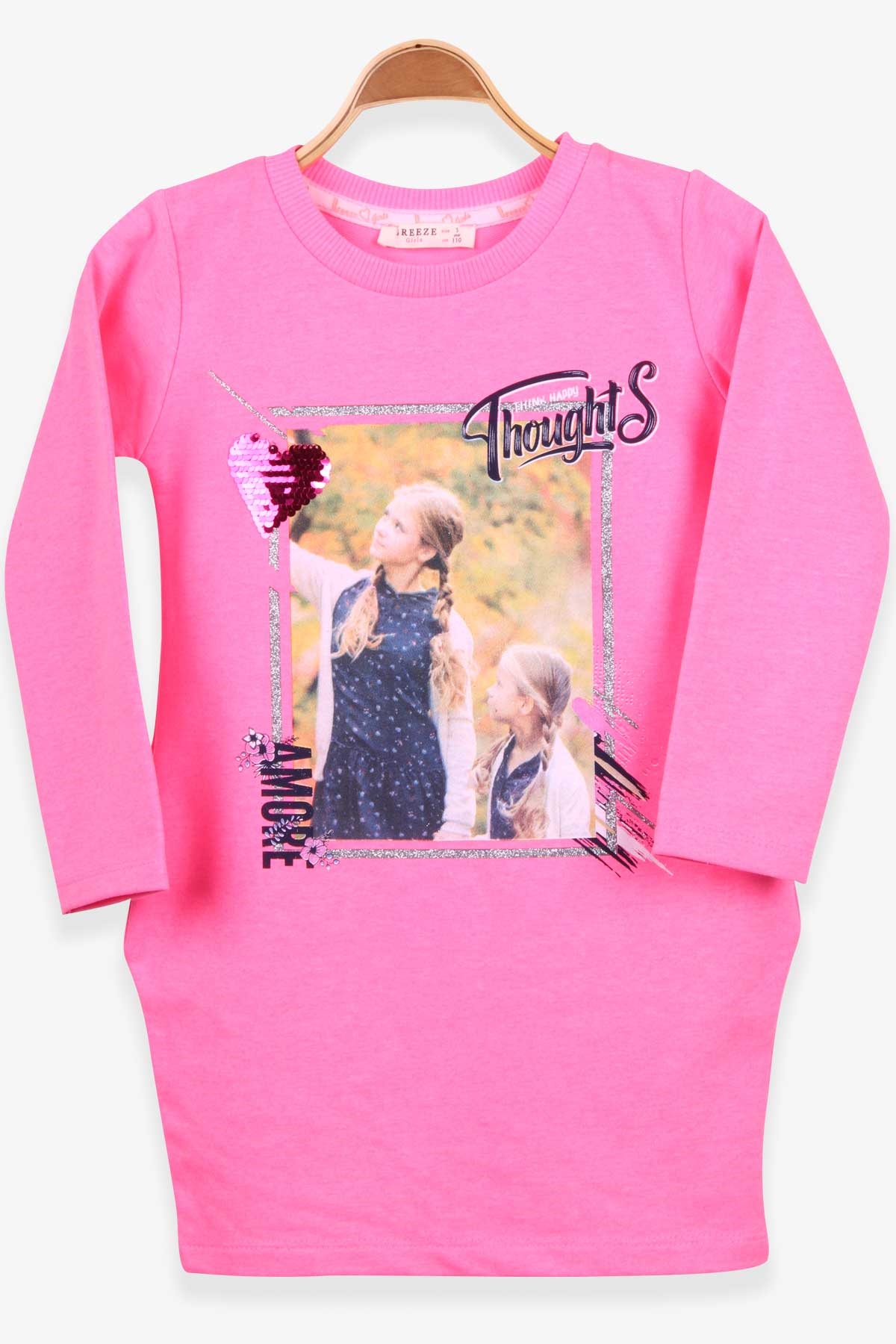 Breeze Kız Çocuk Tunik Baskılı Nakışlı Neon Pembe (5-10 Yaş)