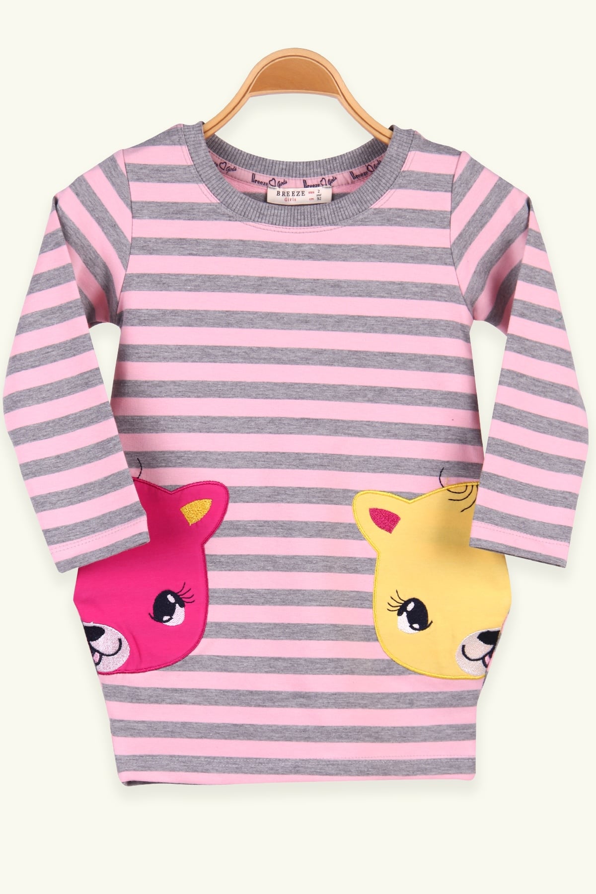 Breeze Kız Çocuk Tunik Elbise Kedili Pembe (2-6 Yaş)