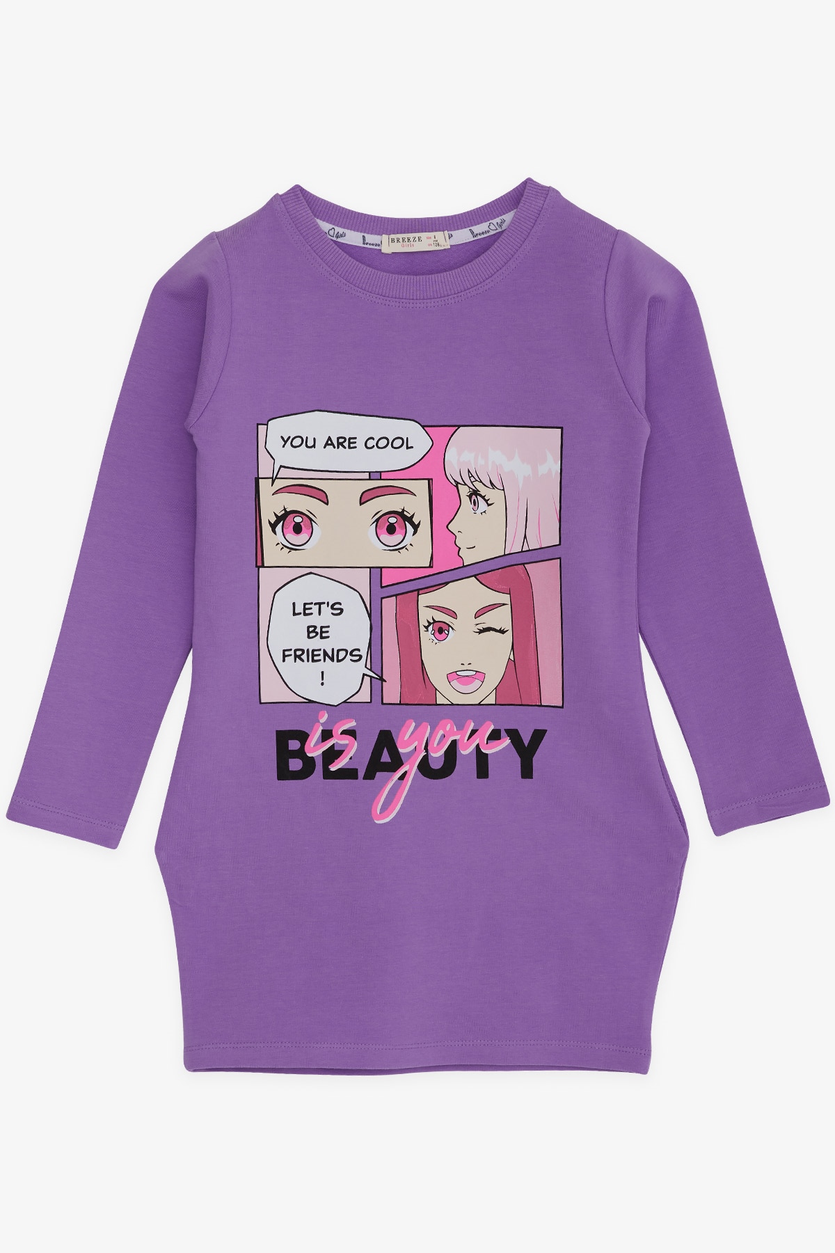 Breeze Kız Çocuk Tunik Havalı Kız Baskılı Lila (8-12 Yaş)
