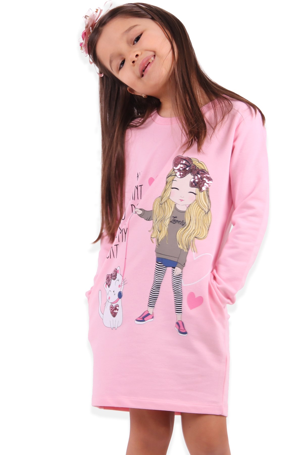 Breeze Kız Çocuk Tunik Pullu Pembe (3-8 Yaş)