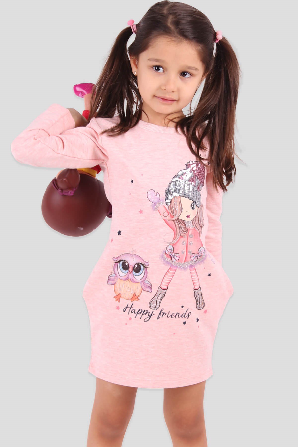 Kız Çocuk Tunik - Pullu Somon 3-8 Yaş | Breeze