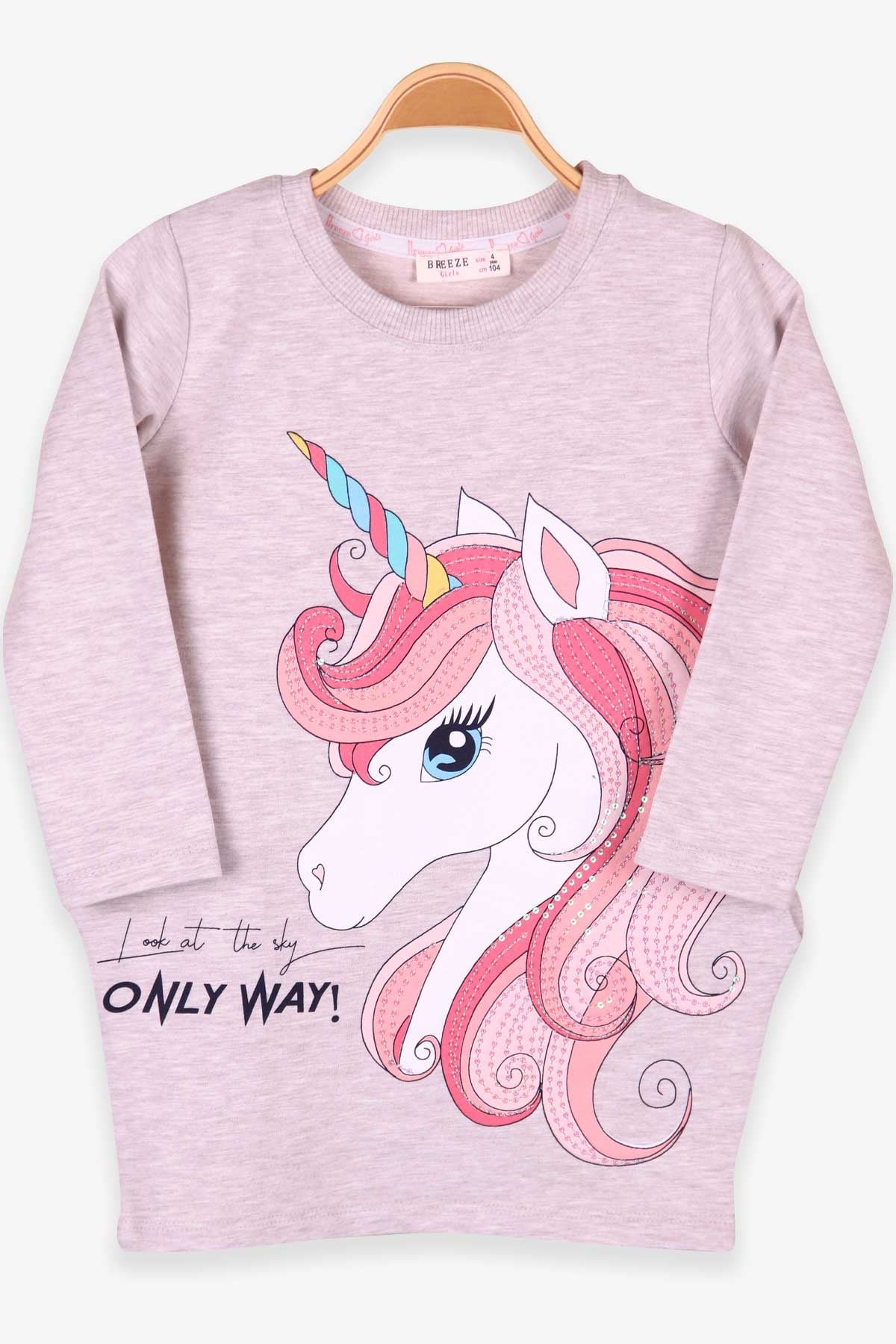 Breeze Kız Çocuk Tunik Unicorn Bej Melanj (4-8 Yaş)