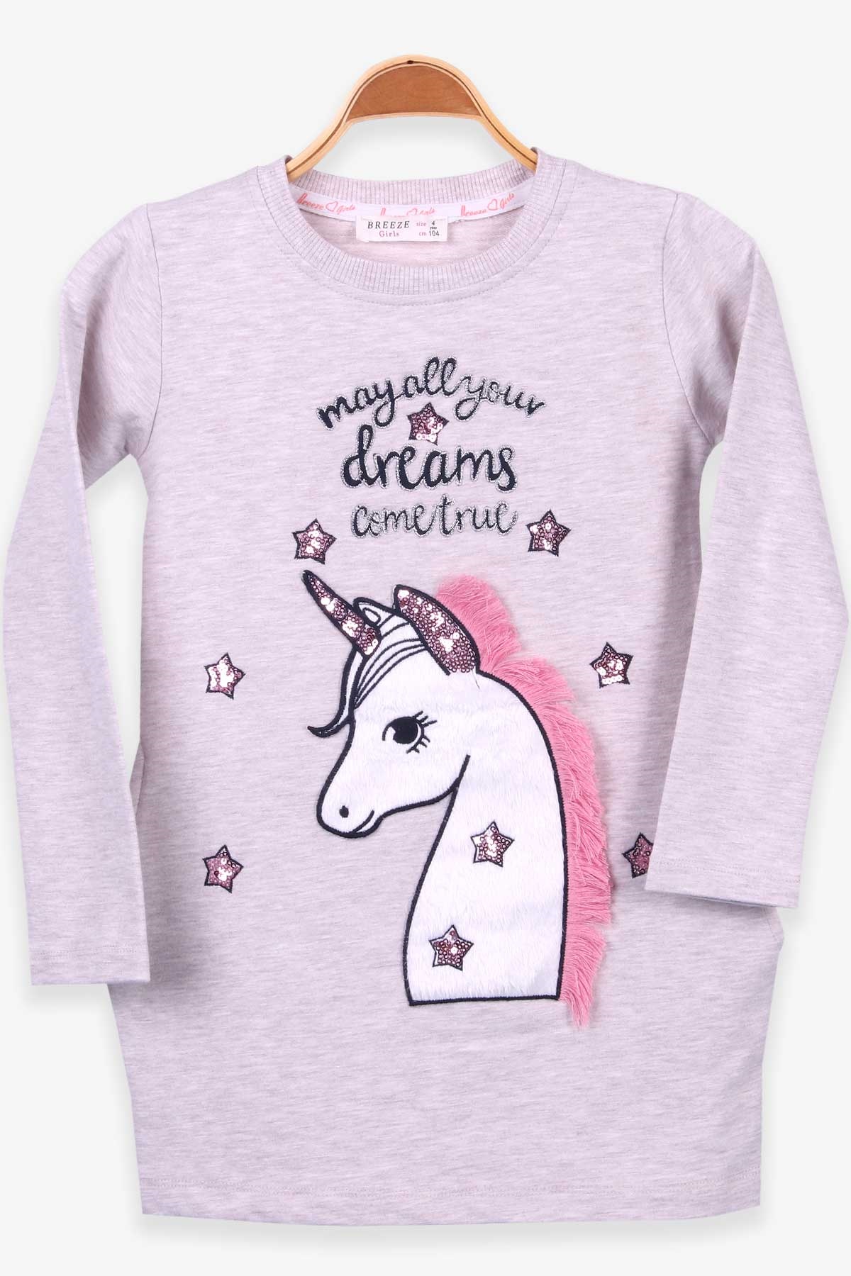 Breeze Kız Çocuk Tunik Unicorn Bej Melanj (4-8 Yaş)