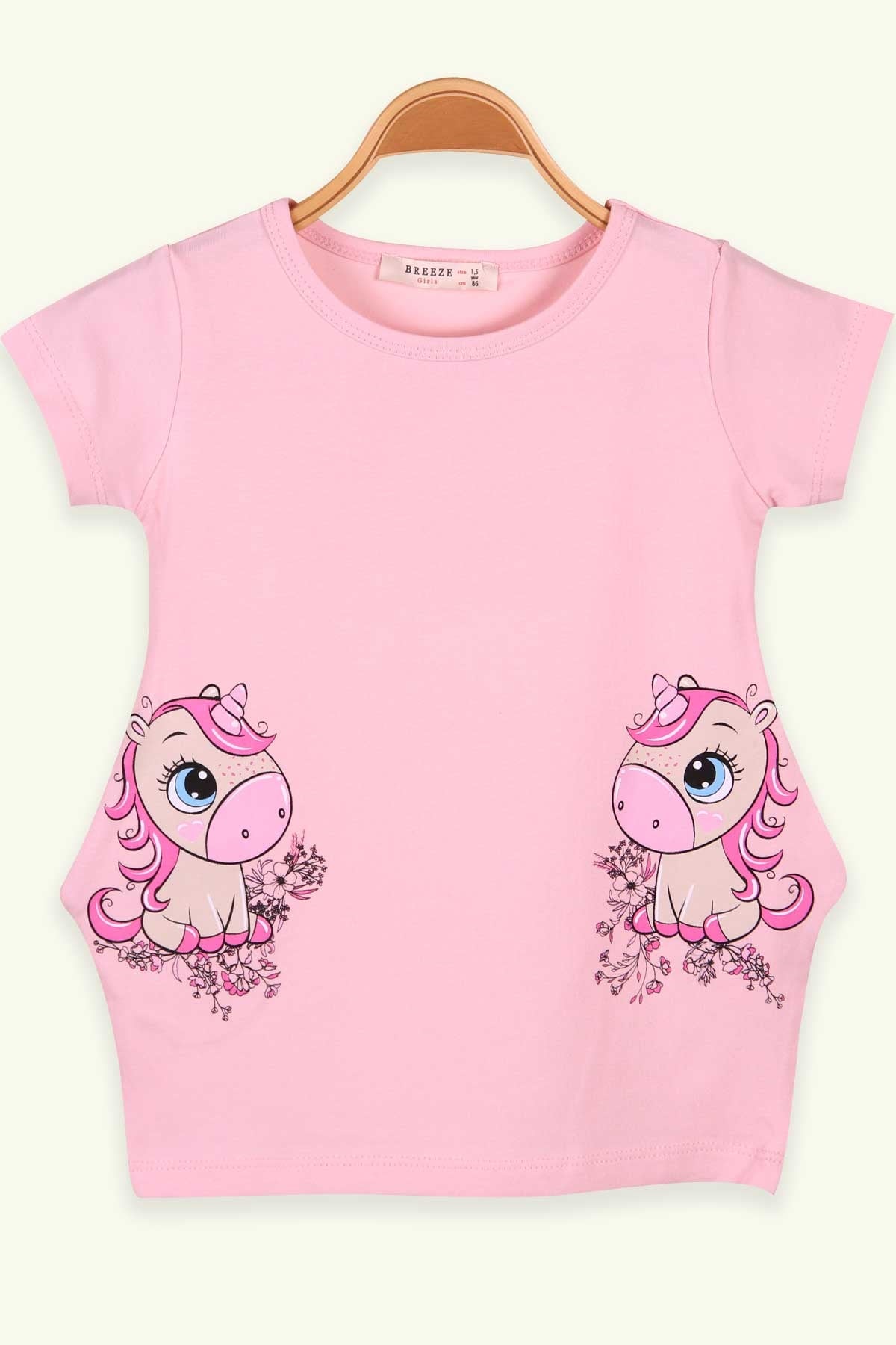 Breeze Kız Çocuk Tunik Unicorn Pudra (1.5-5 Yaş)