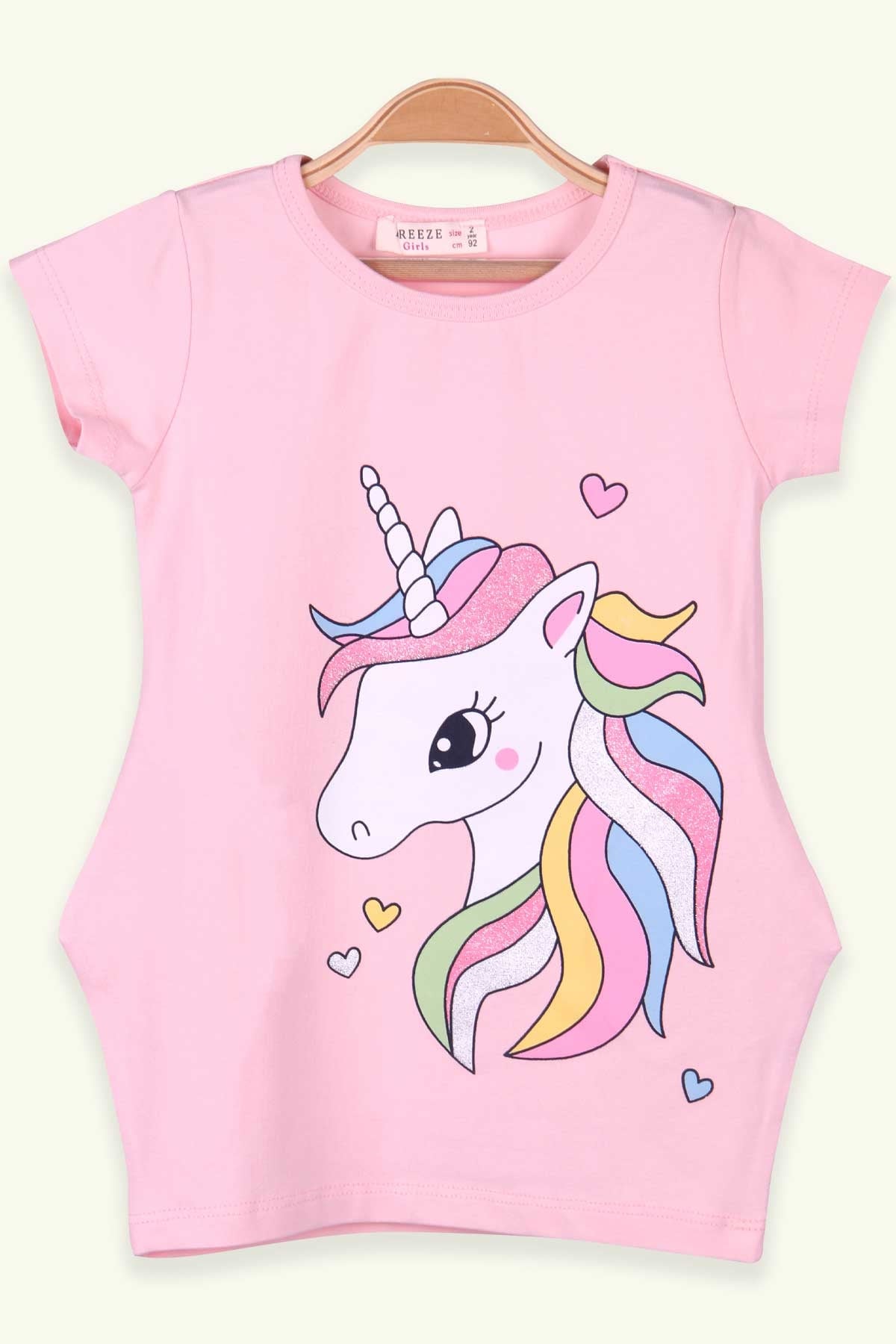 Breeze Kız Çocuk Tunik Unicorn Pudra (2-6 Yaş)
