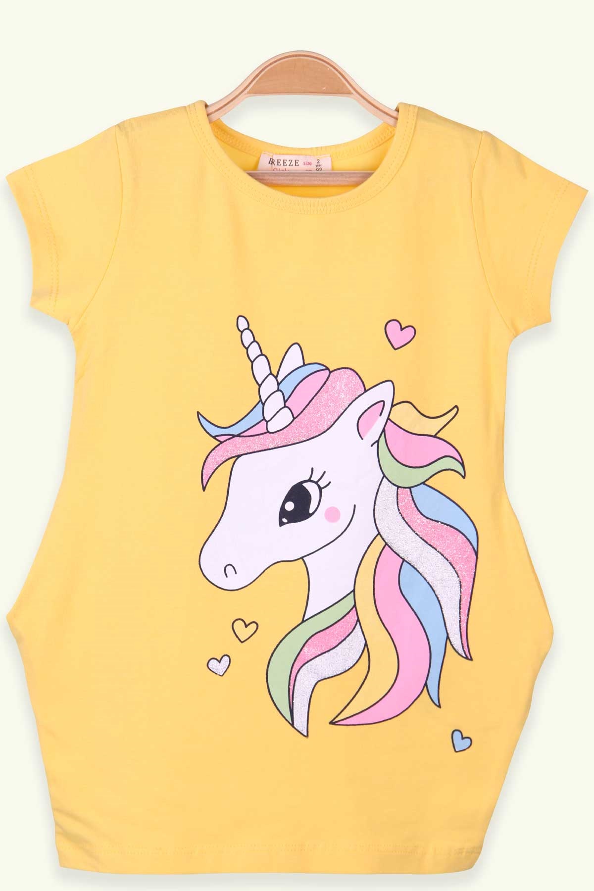 Breeze Kız Çocuk Tunik Unicorn Sarı (2-6 Yaş)