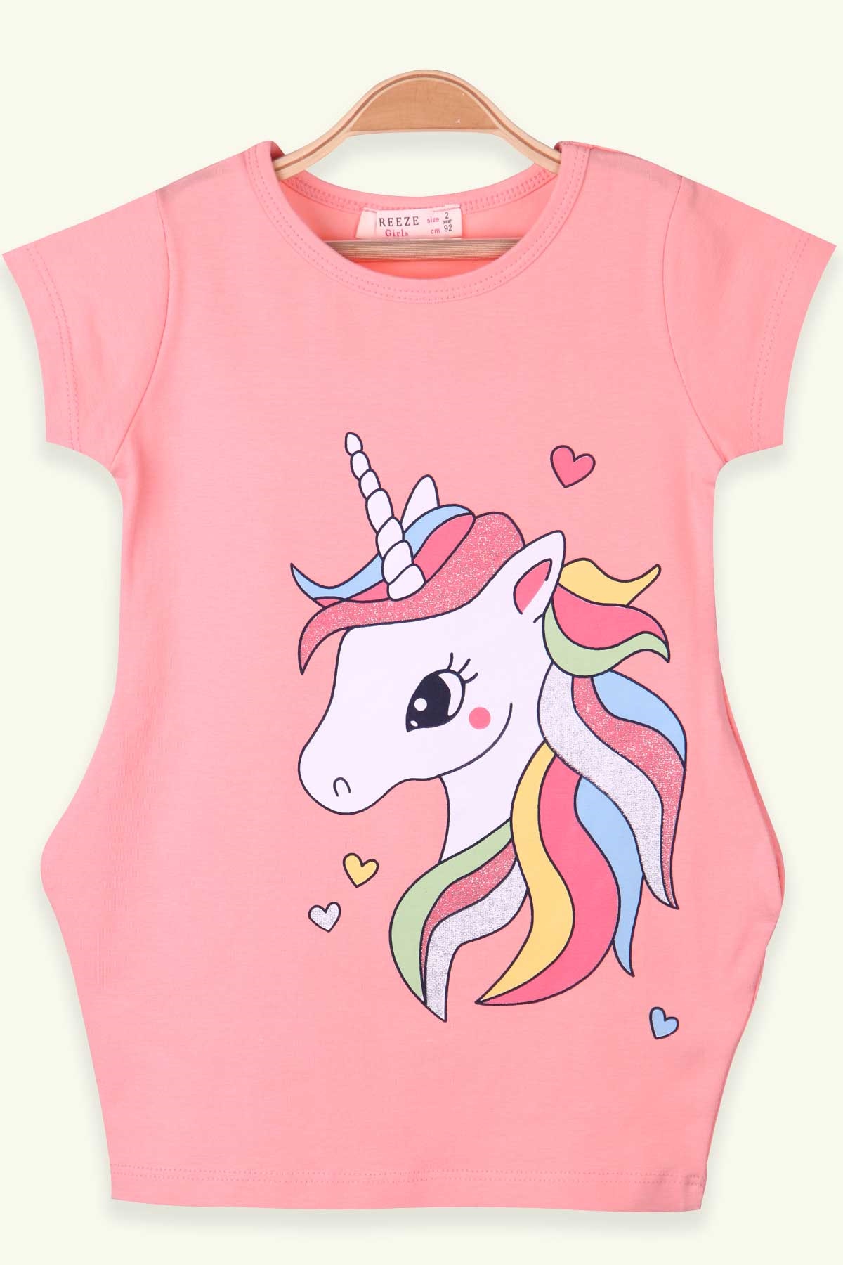 Breeze Kız Çocuk Tunik Unicorn Somon (2-6 Yaş)