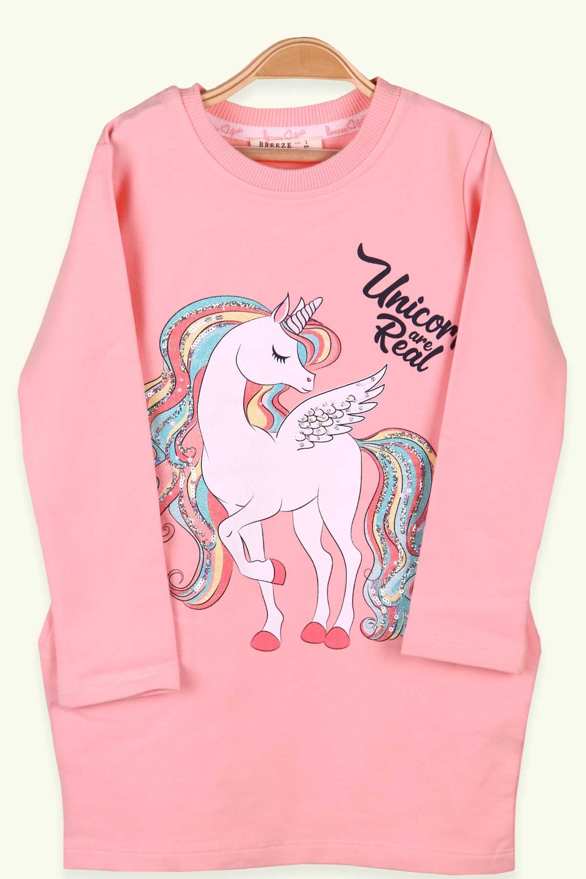 Breeze Kız Çocuk Tunik Unicorn Somon (3-8 Yaş)