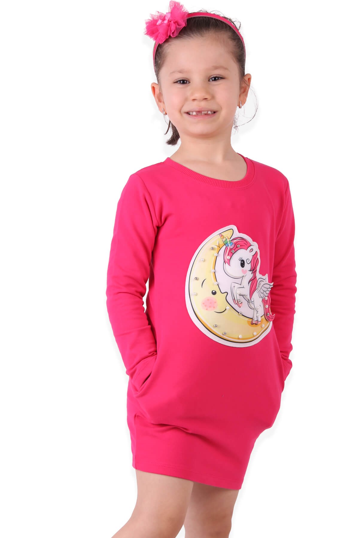 Breeze Kız Çocuk Tunik Unicornlu Fuşya (3-7 Yaş)