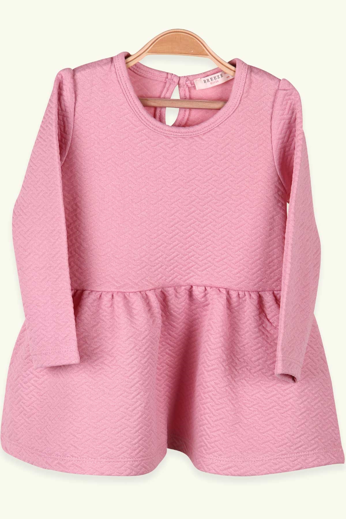 Breeze Kız Çocuk Uzun Kollu Elbise Basic Pudra (1.5-5 Yaş)