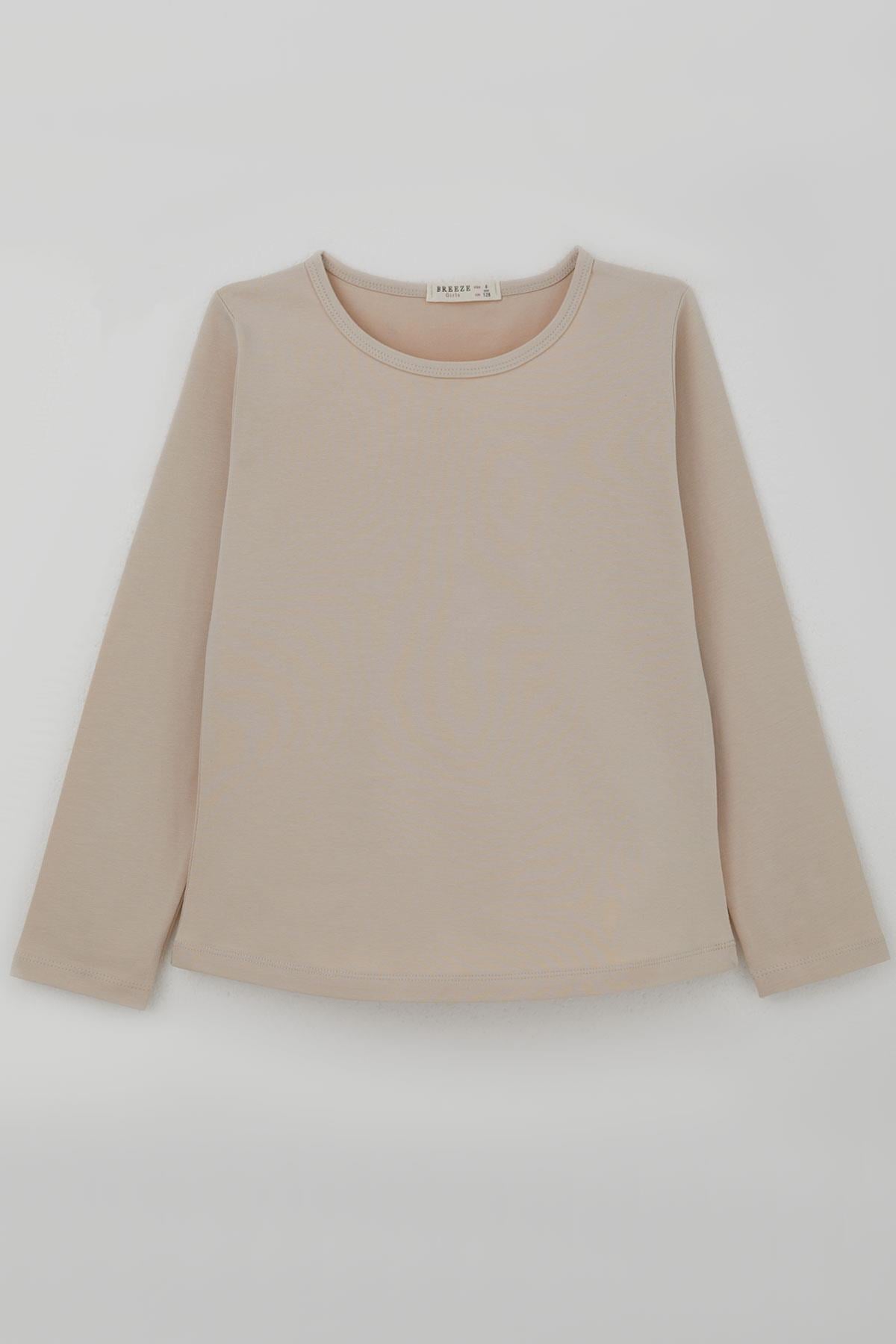 Breeze Kız Çocuk Uzun Kollu Tişört Basic Bej (8-12 Yaş)