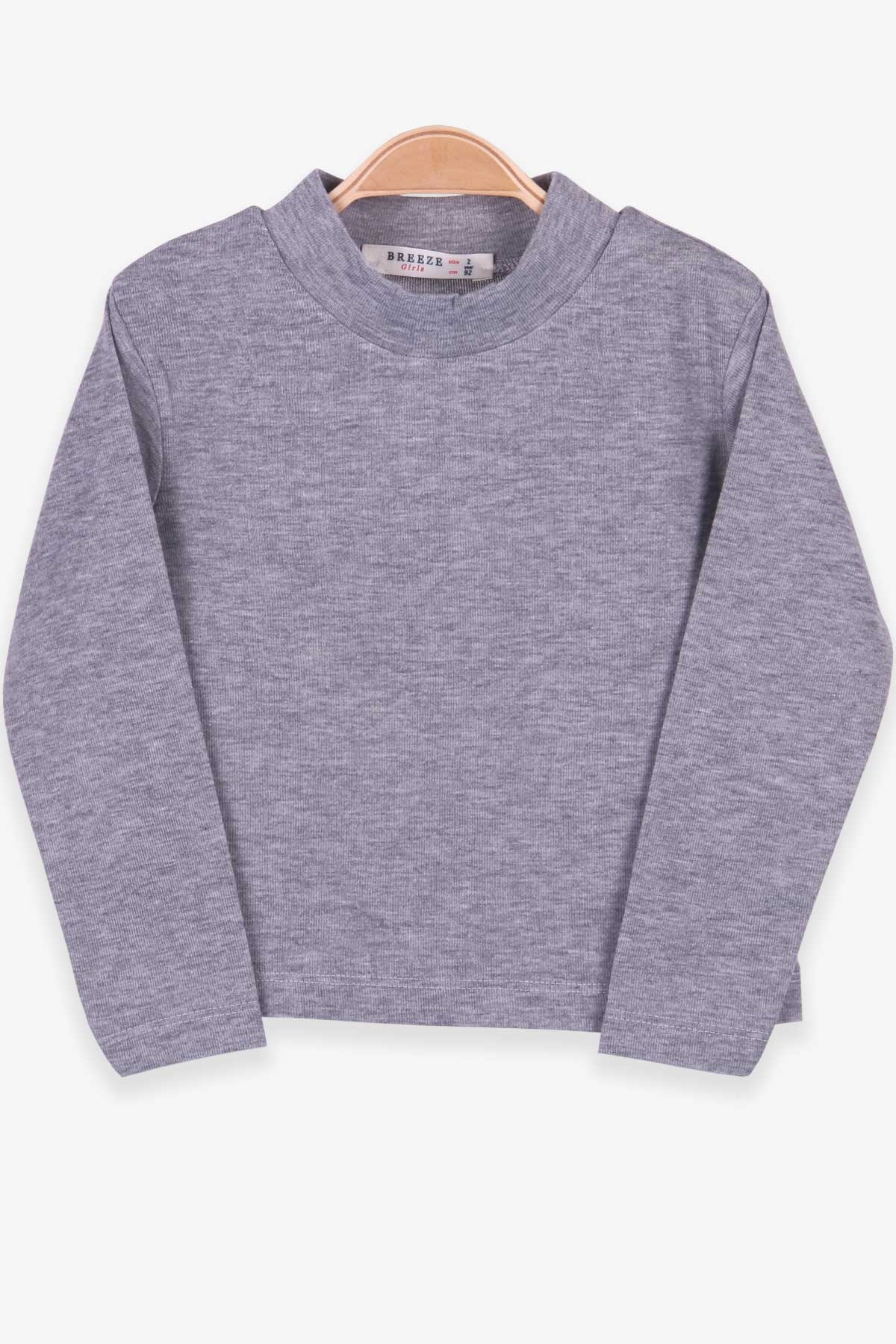 Breeze Kız Çocuk Uzun Kollu Tişört Basic Gri Melanj (2-10 Yaş)