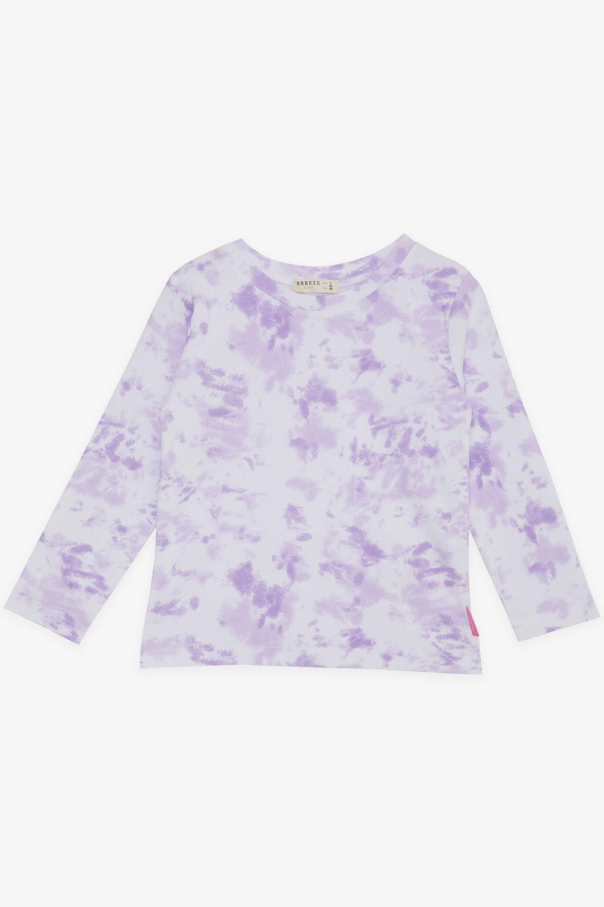 Breeze Kız Çocuk Uzun Kollu Tişört Batik Desenli Lila (3-7 Yaş)