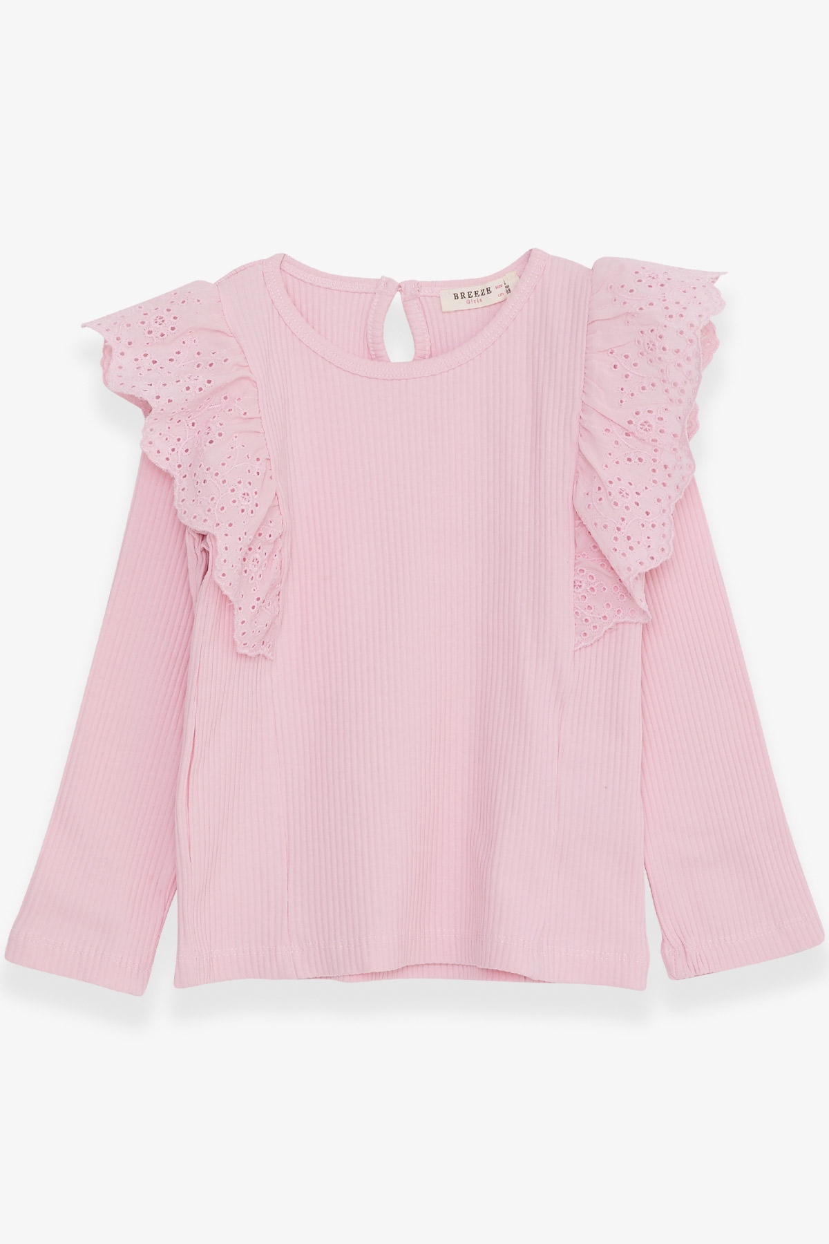Breeze Kız Çocuk Uzun Kollu Tişört Güpürlü Pembe (3-8 Yaş)