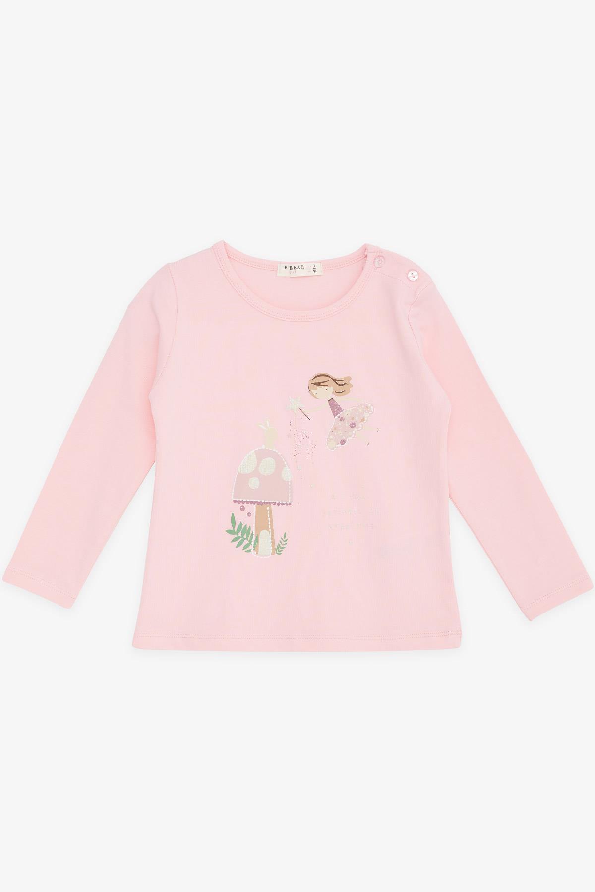 Breeze Kız Çocuk Uzun Kollu Tişört Mutluluk Temalı Kız Baskılı Pembe (1-4 Yaş)
