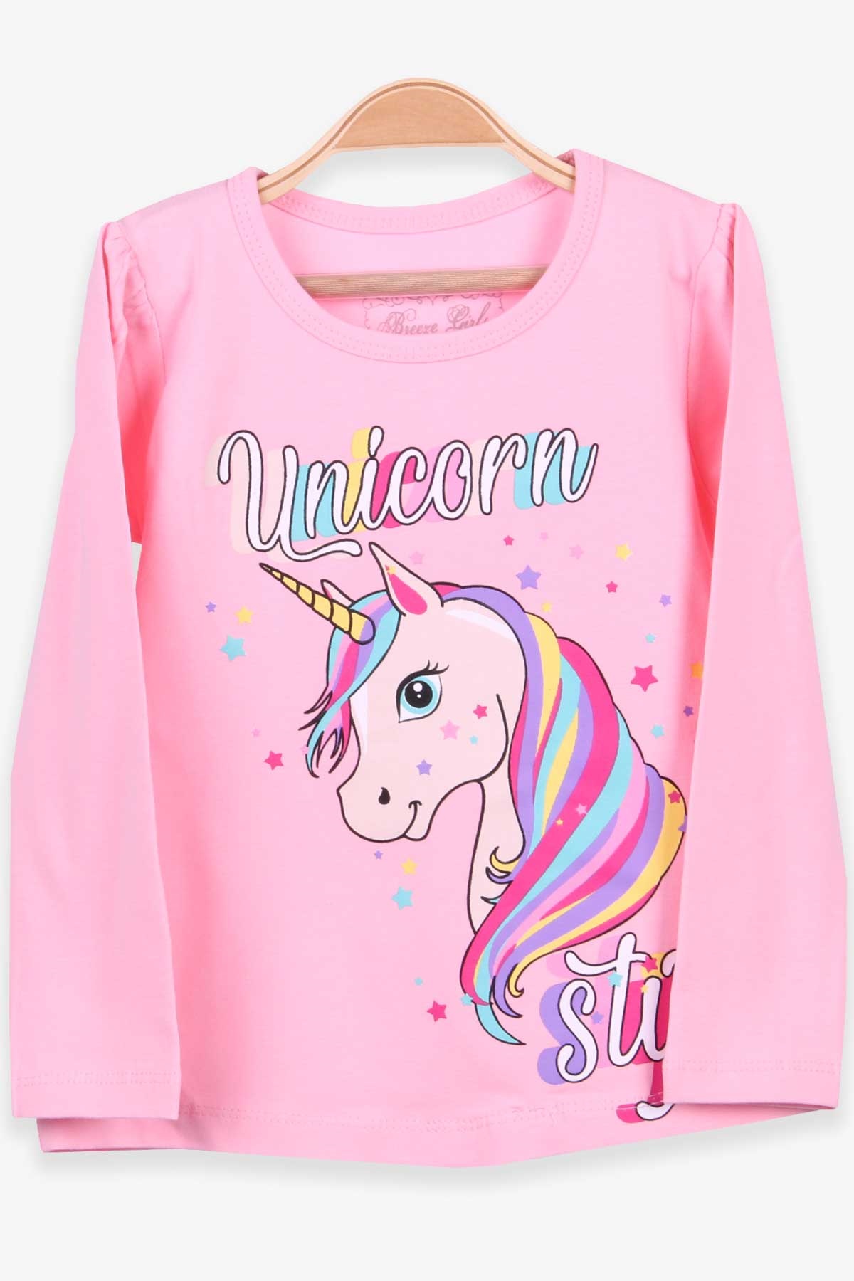 Breeze Kız Çocuk Uzun Kollu Tişört Unicorn Pudra (2-6 Yaş)