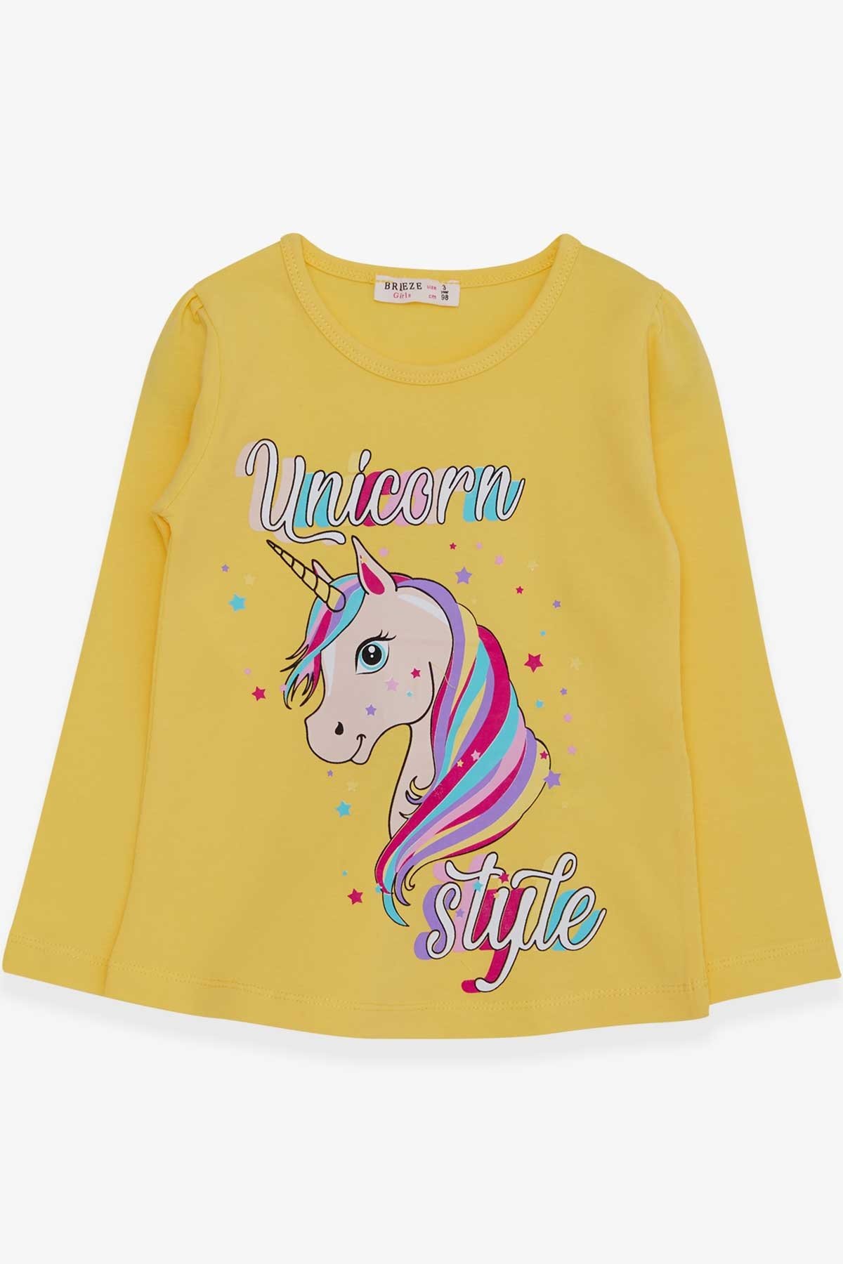 Kız Çocuk Uzun Kollu Tişört Unicorn Sarı 2-6 Yaş - Breeze