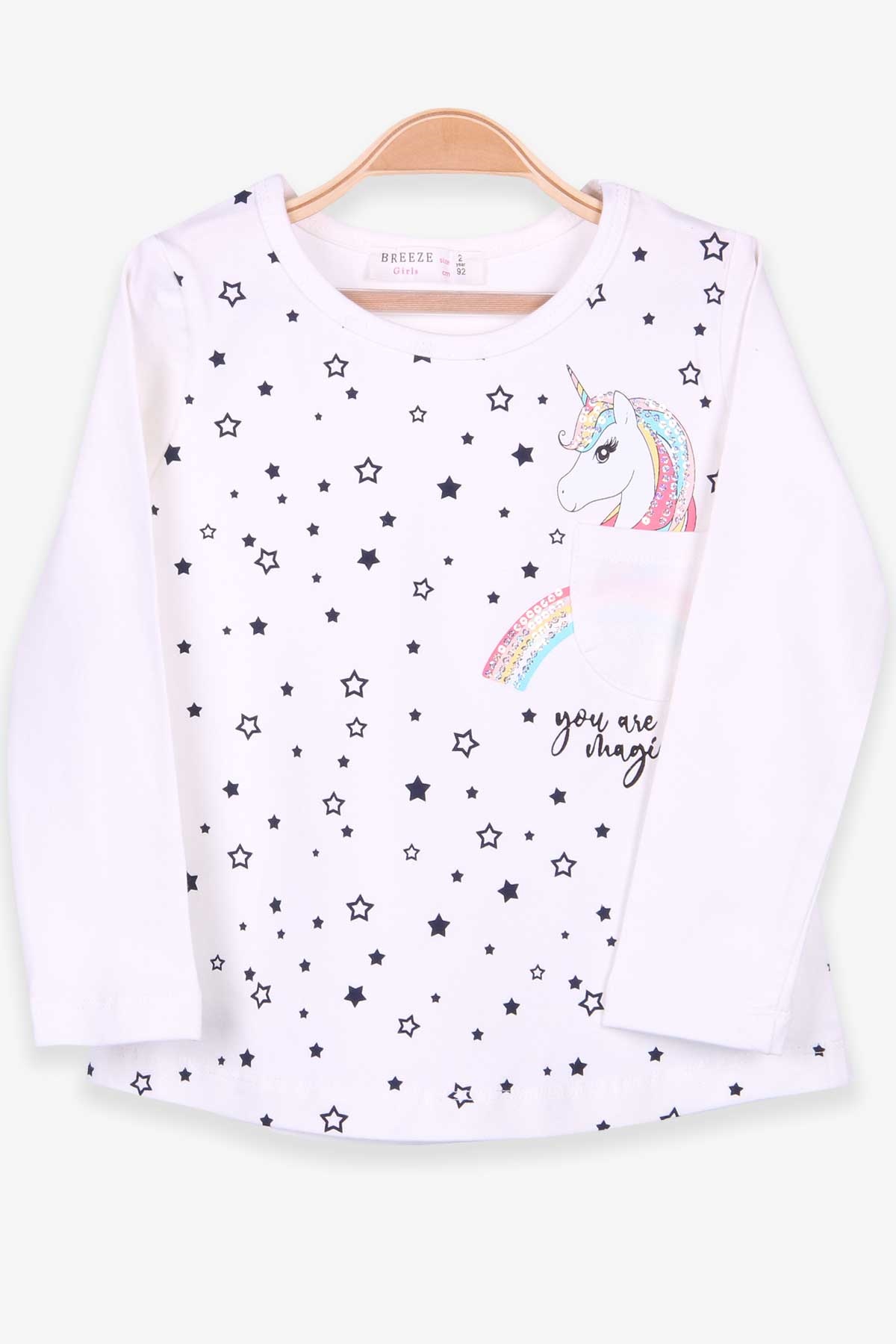 Breeze Kız Çocuk Uzun Kollu Tişört Unicorn Ekru (2-6 Yaş)