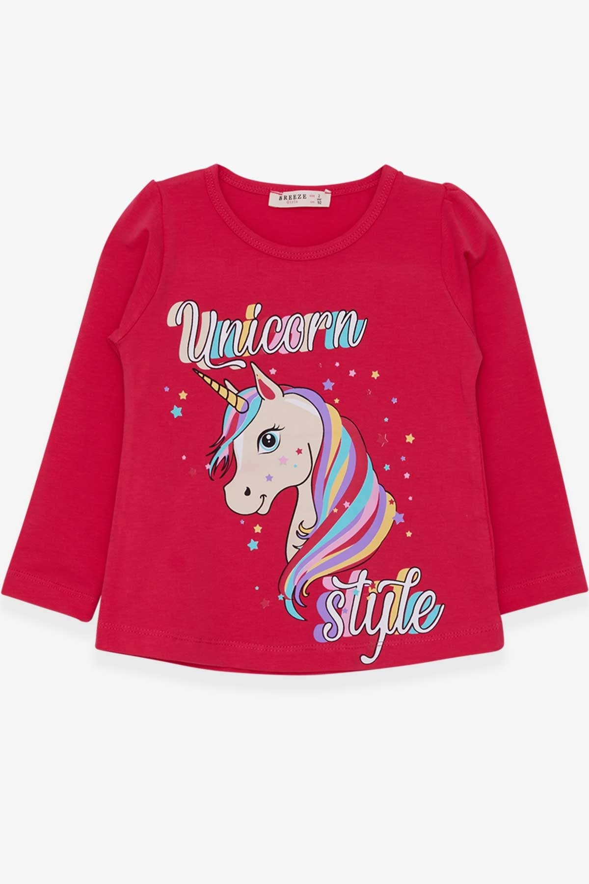 Breeze Kız Çocuk Uzun Kollu Tişört Unicorn Fuşya (2-6 Yaş)
