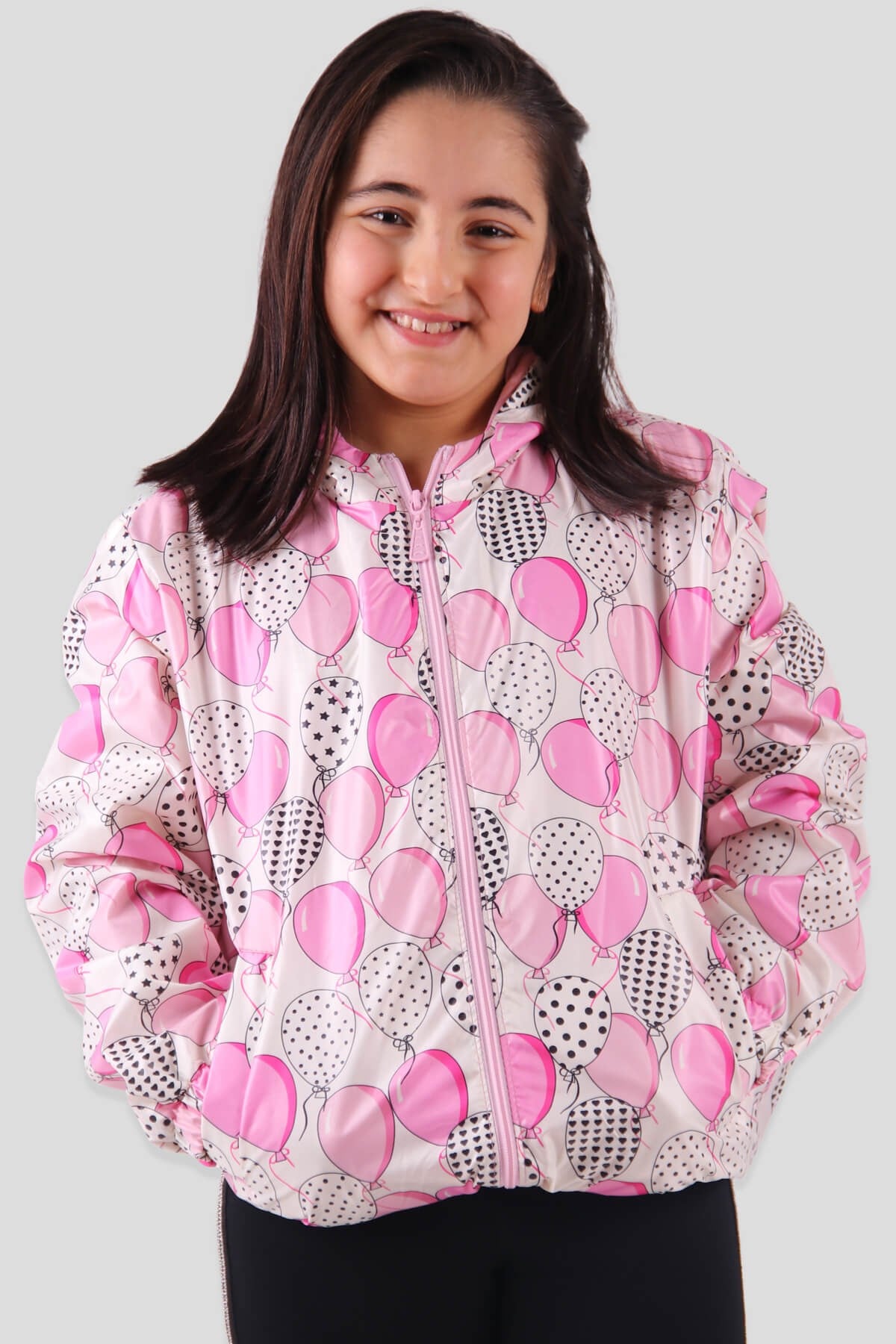 Breeze Kız Çocuk Yağmurluk Balon Desenli Pembe (9-12 Yaş)