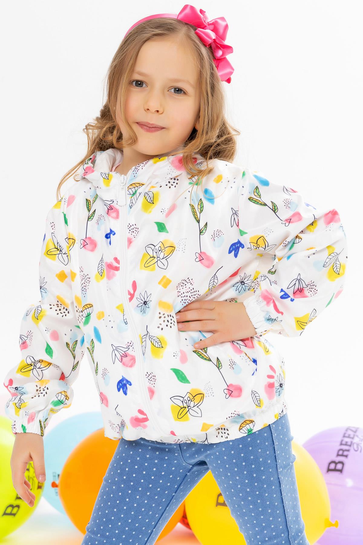Breeze Kız Çocuk Yağmurluk Çiçek Desenli Beyaz (7 Yaş)