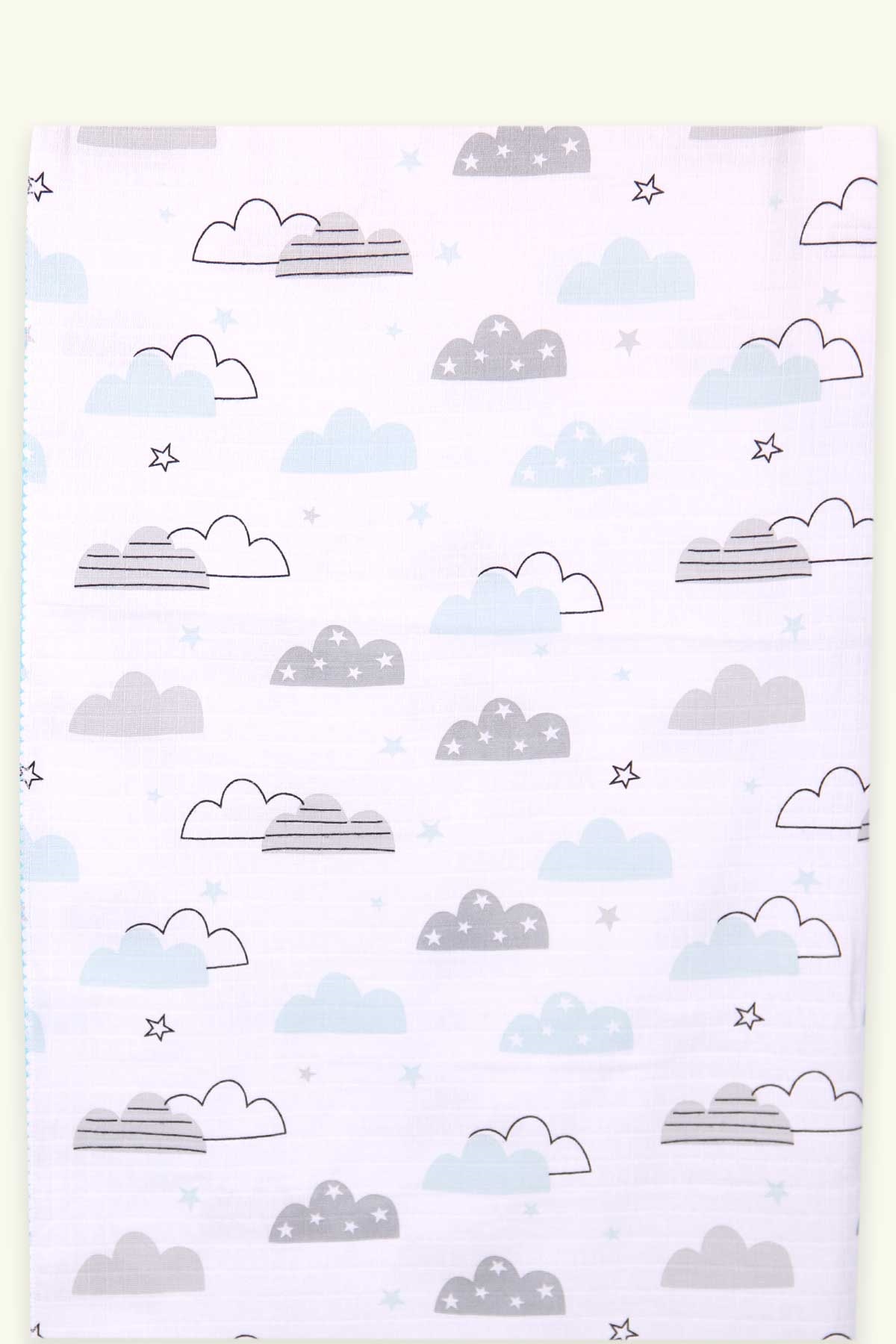 Breeze Müslin Yenidoğan Bebek Battaniyesi Gökyüzü Desenli Ekru (95 x 95 cm)