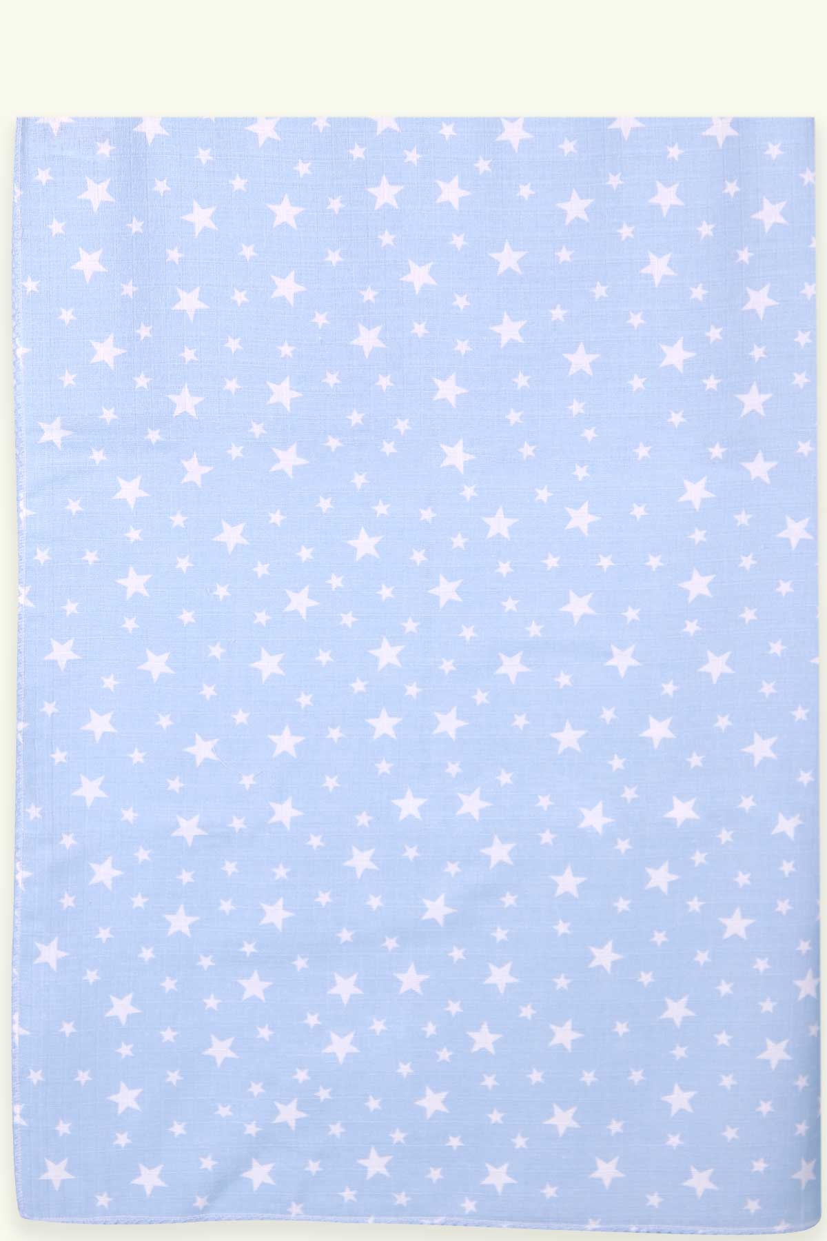 Breeze Müslin Yenidoğan Bebek Battaniyesi Yıldızlı Bebe Mavisi (95 x 95 cm)