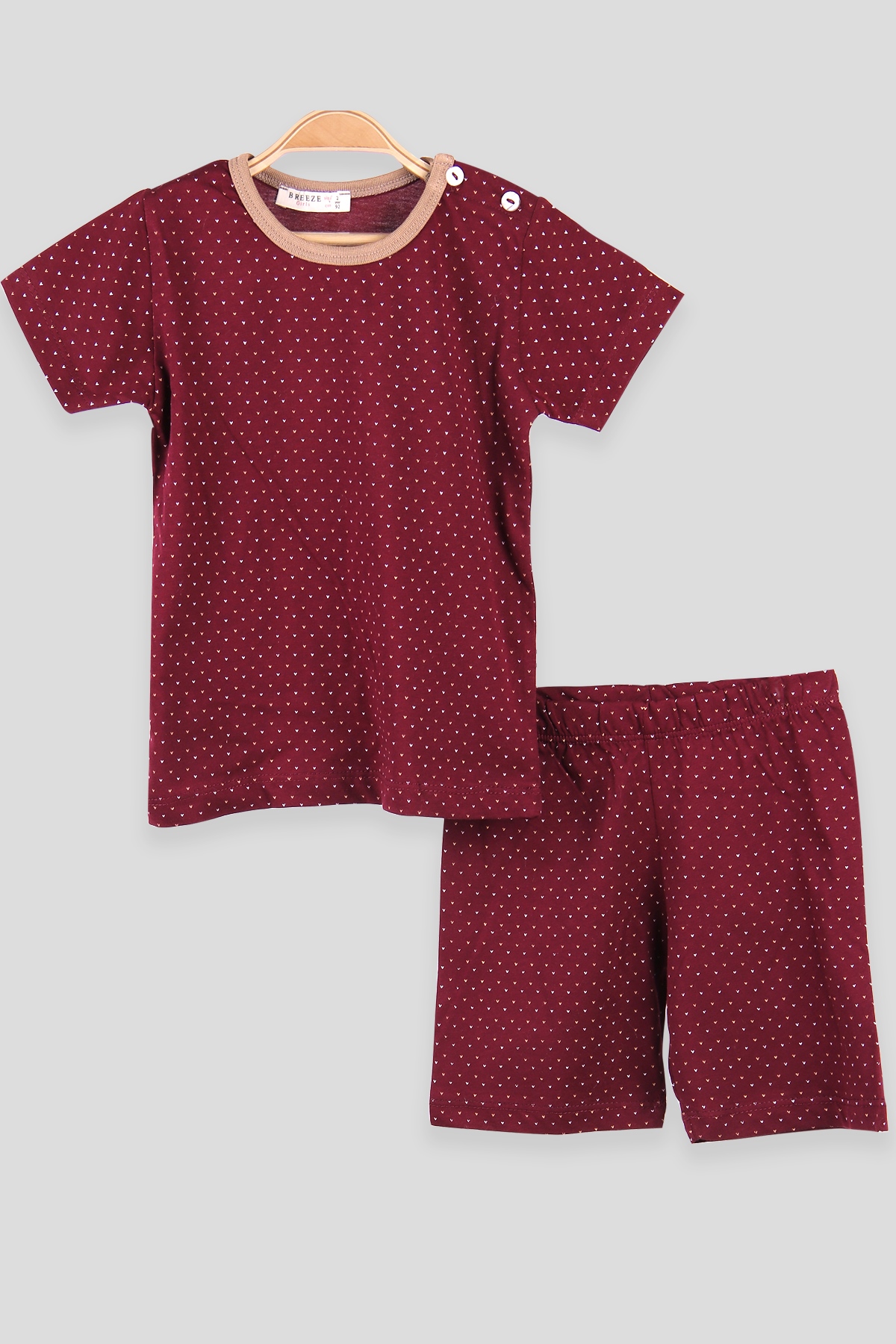 Breeze Ünisex Çocuk Şortlu Pijama Takımı Desenli Kahverengi (2-6 Yaş)