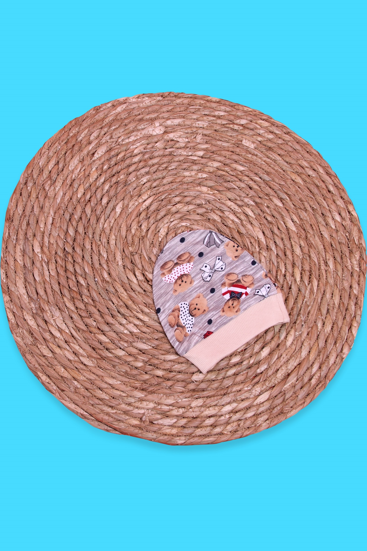 Breeze Yeni Doğan Bebek Şapkası Ayıcık Desenli Kahverengi (Standart)
