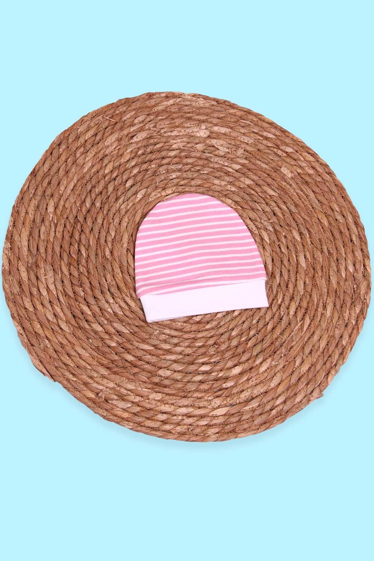 Breeze Yeni Doğan Bebek Şapkası Çizgili Pembe