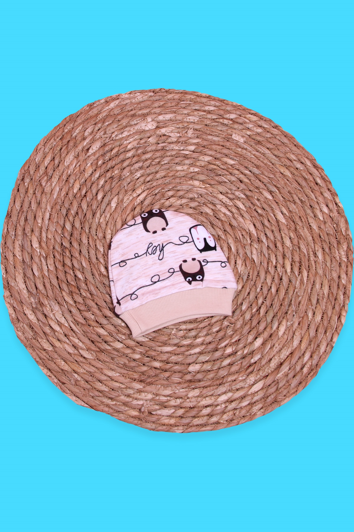 Breeze Yeni Doğan Bebek Şapkası Hayvancık Desenli Bej (Standart)