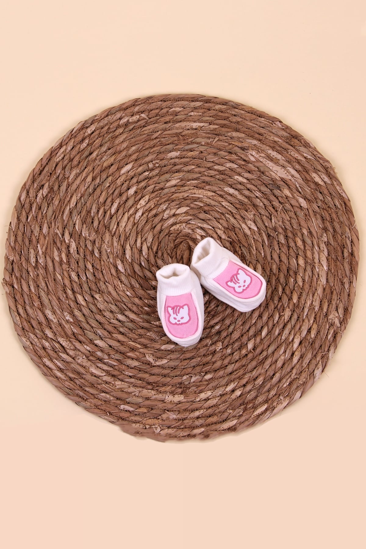 Breeze Yeni Doğan Penye Biyeli Kedili Patik Pembe