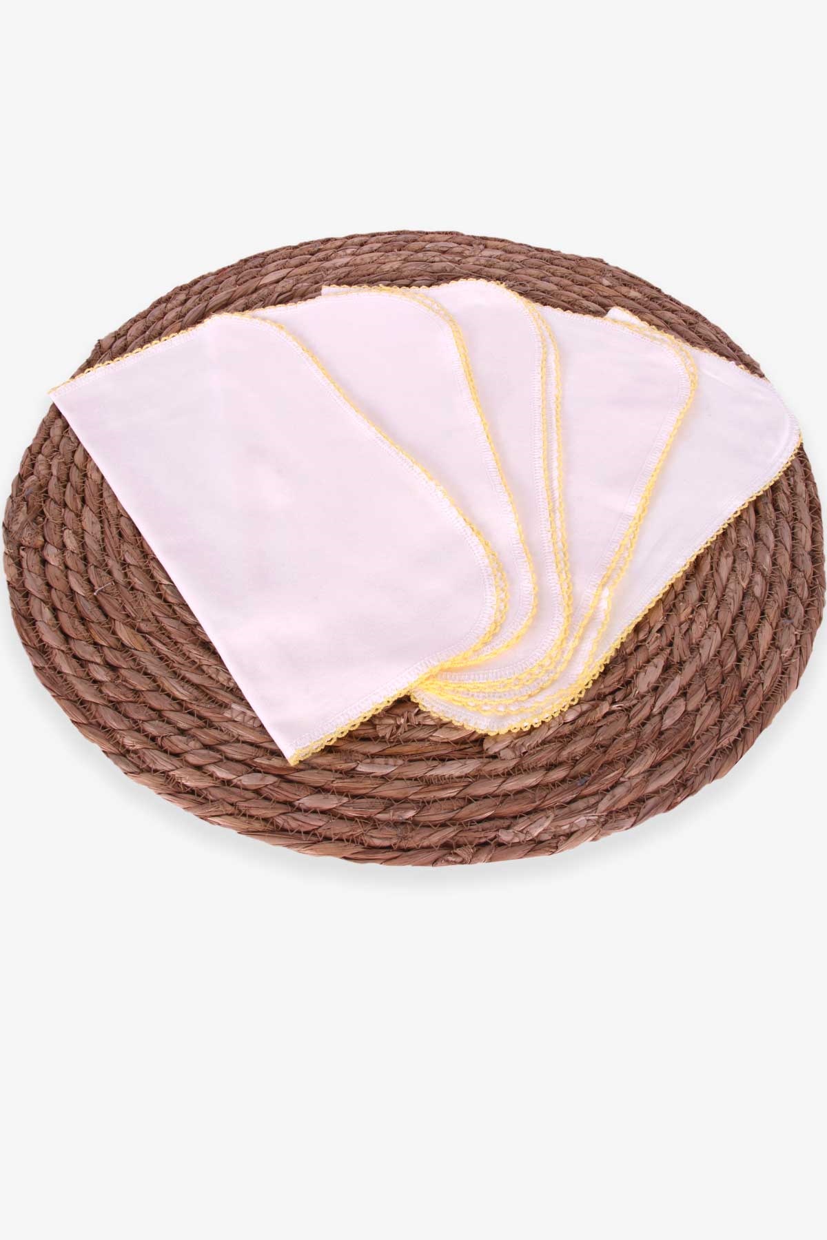 Breeze Yenidoğan Bebe Ağız Mendili 5 li Kroşetalı Ekru