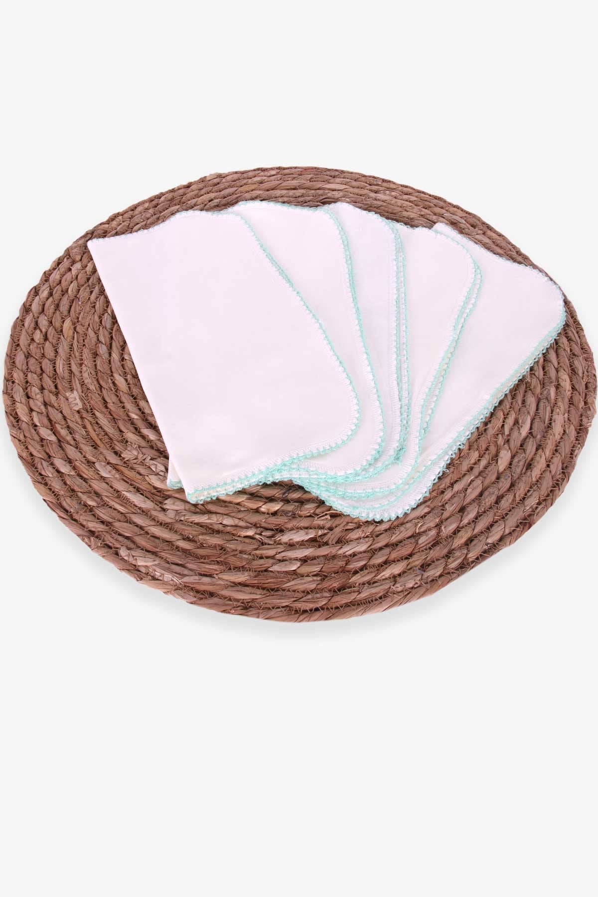Breeze Yenidoğan Bebe Ağız Mendili 5 li Kroşetalı Ekru