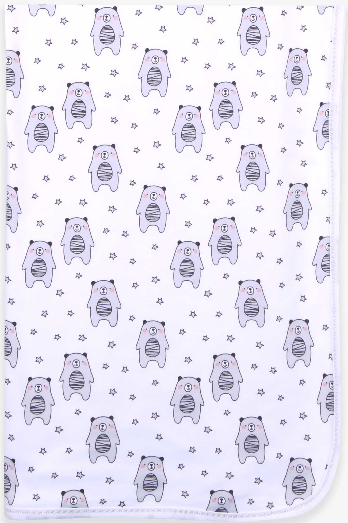 Breeze Yenidoğan Bebek Battaniyesi Ayıcıklı Yıldızlı Beyaz (75 x 85 cm)