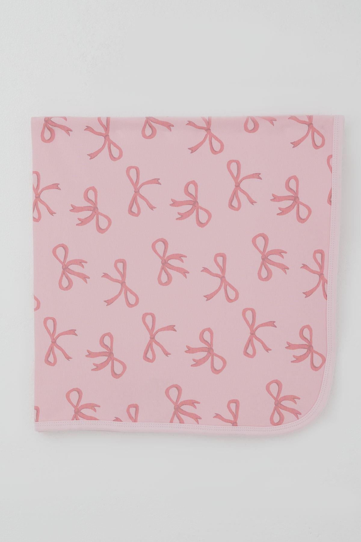 Breeze  Yenidoğan Bebek Battaniyesi Fiyonk Desenli Pembe (78 x 88 cm)