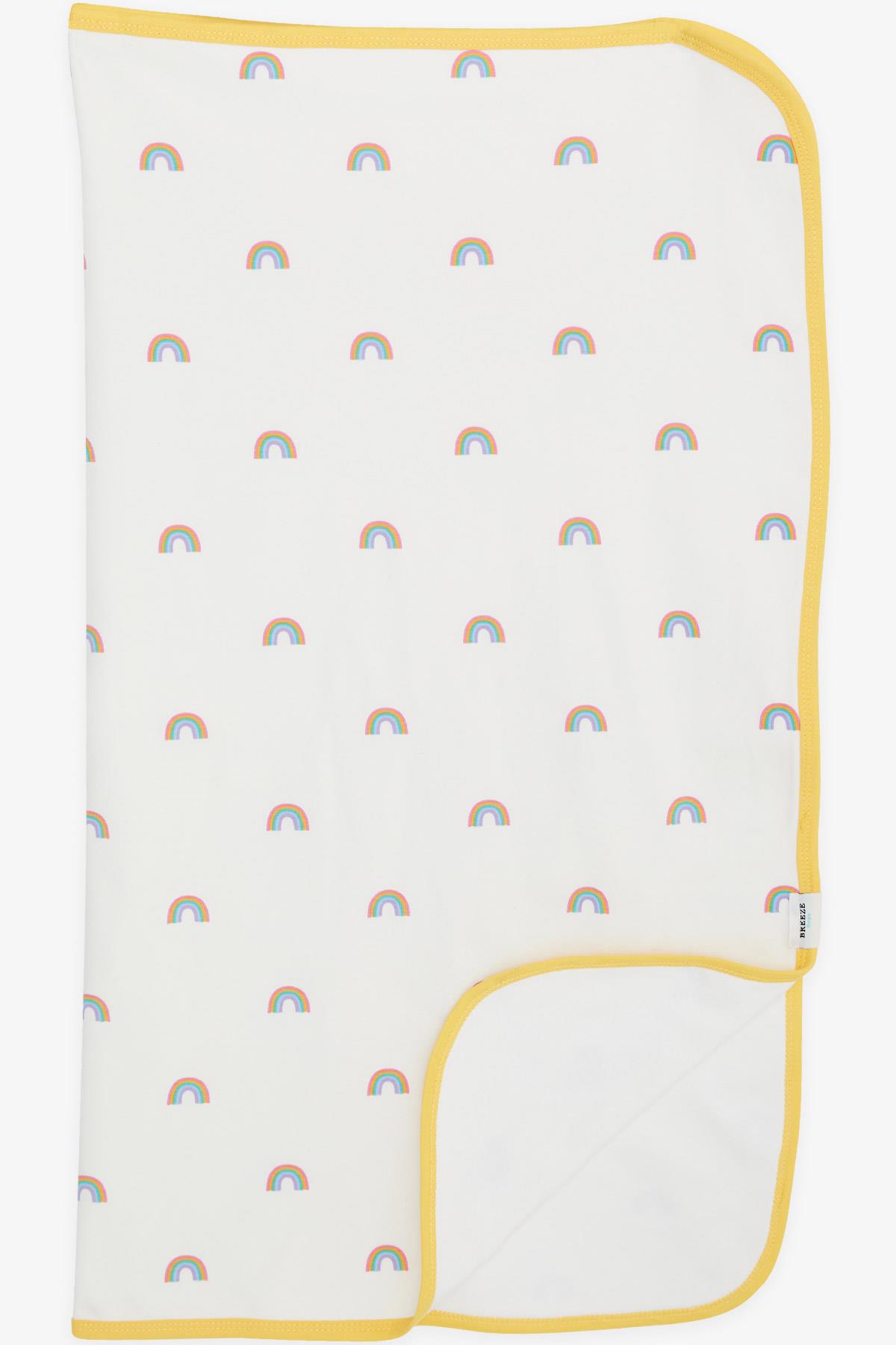 Breeze Yenidoğan Bebek Battaniyesi Gökkuşağı Desenli Ekru