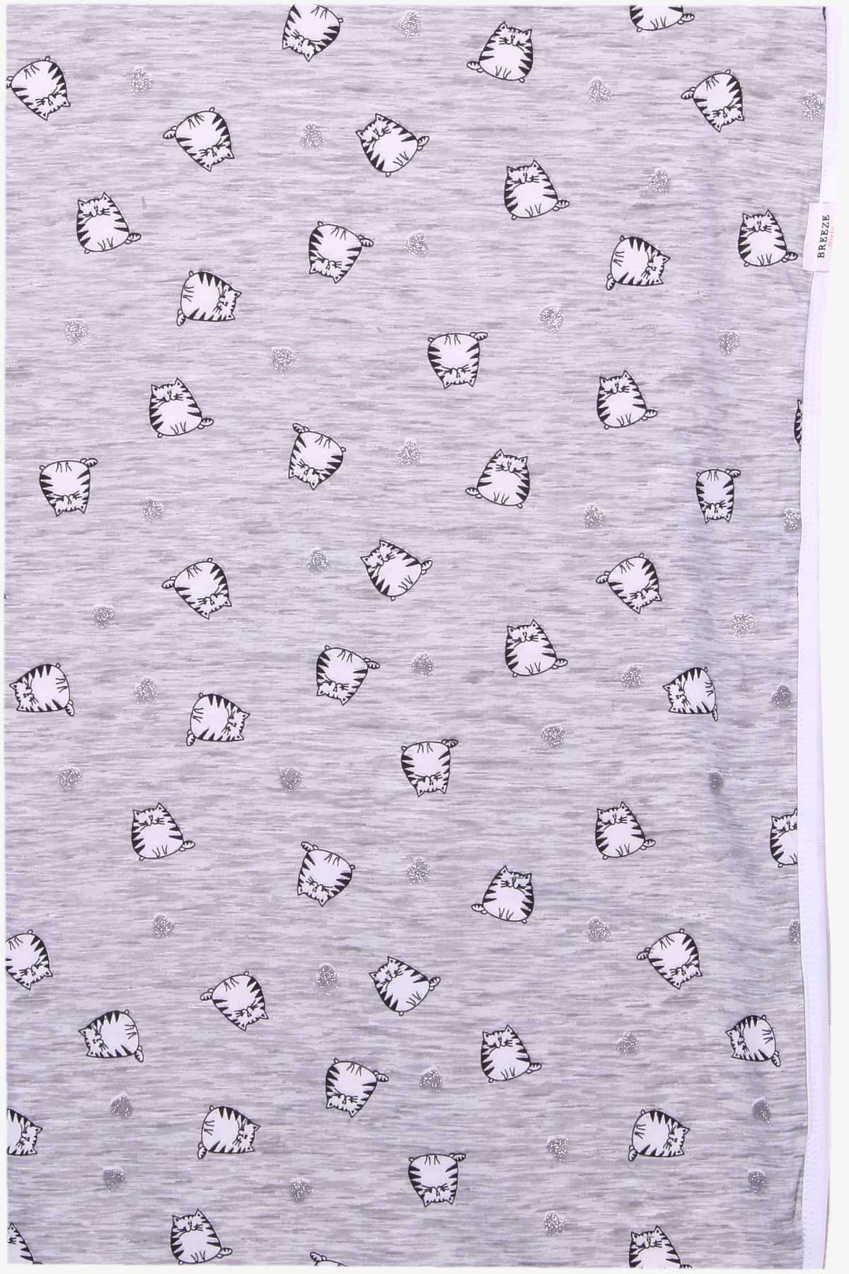 Breeze Yenidoğan Bebek Battaniyesi Kedili Gri Melanj (75 x 90 cm)