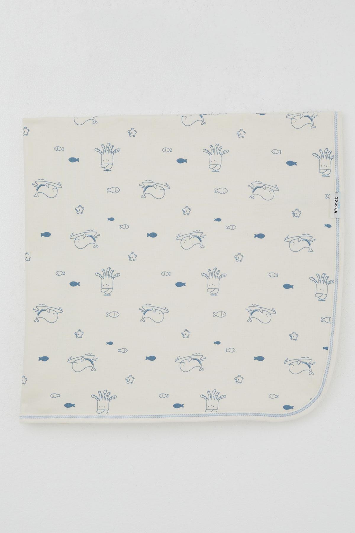 Breeze  Yenidoğan Bebek Battaniyesi Sevimli Deniz Hayvanları Desenli Krem (80 X 90 cm)
