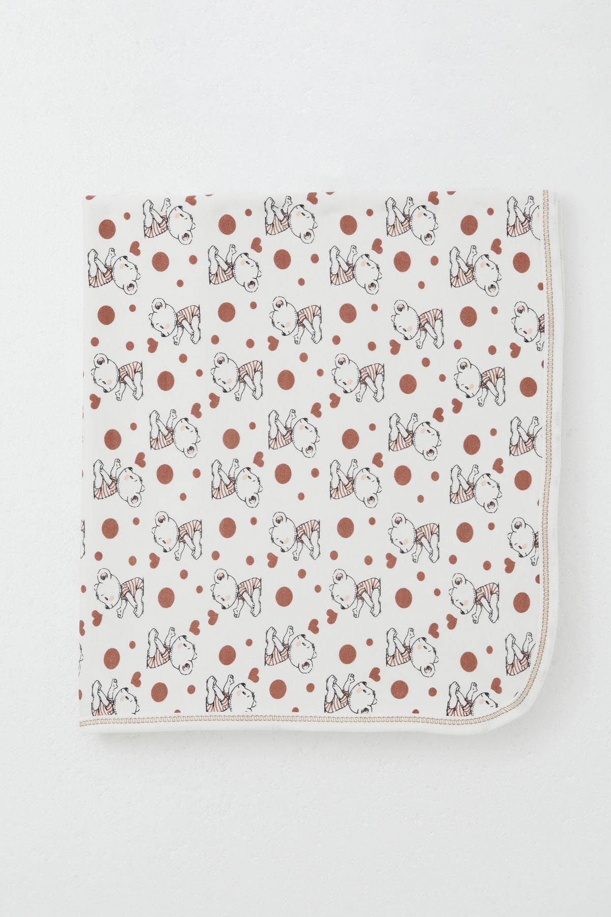 Breeze Yenidoğan Bebek Battaniyesi Sevimli Bebek Ayıcık Desenli Ekru (Standart)